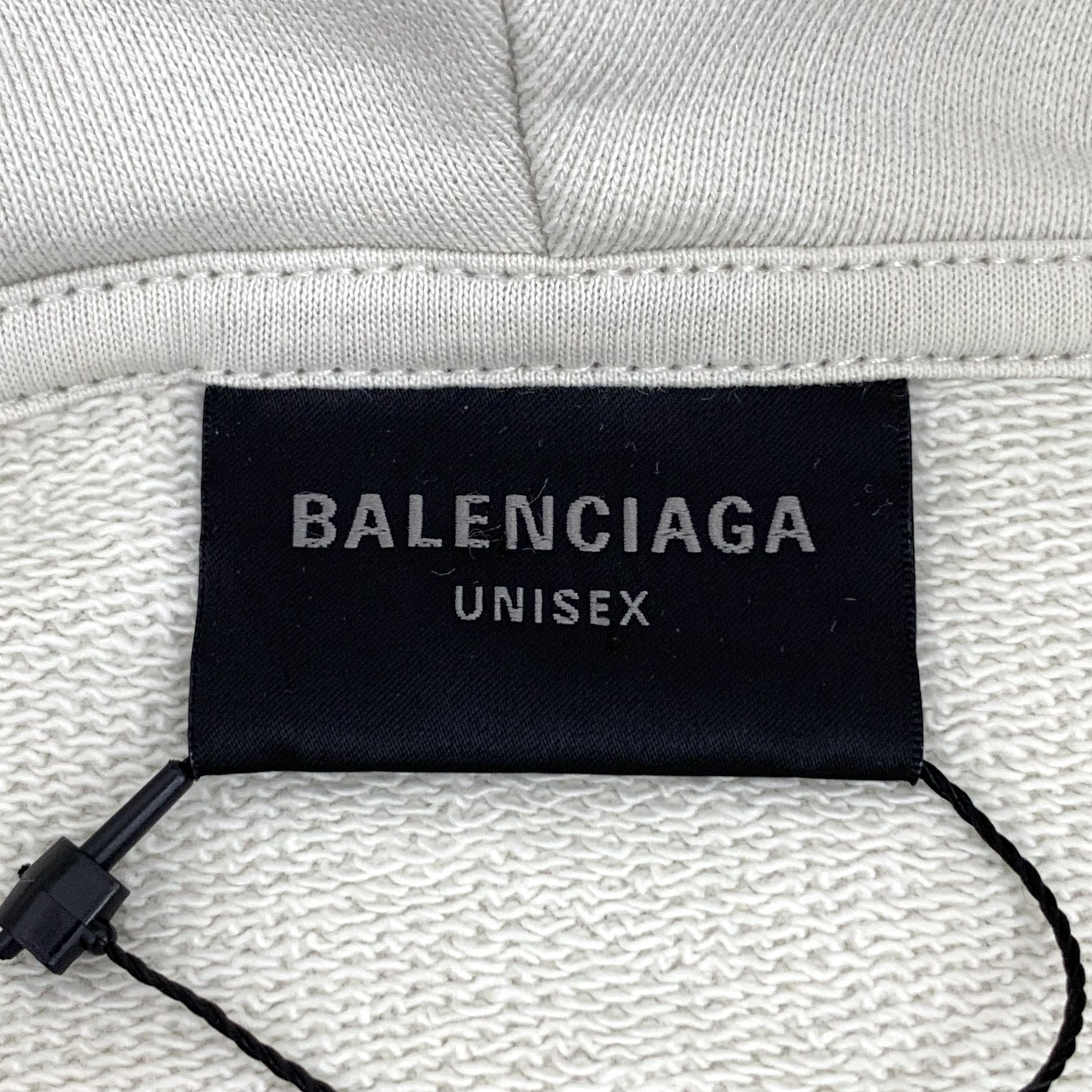 Balenciaga Balenciaga Logo Embroidered Cotton Hoodie Cream (L) Size US L / EU 52-54 / 3 - 5 Thumbnail