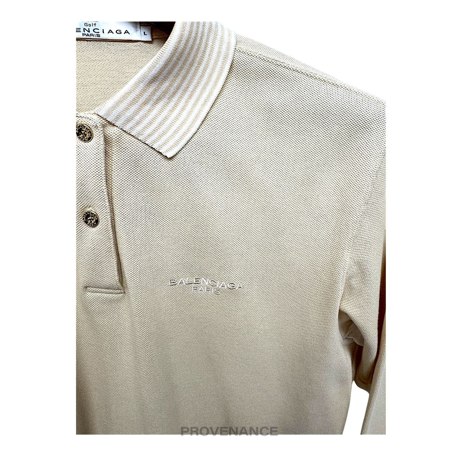 Balenciaga 🔴 Balenciaga Golf Long Sleeve Polo Shirt - Sand L Size US L / EU 52-54 / 3 - 6 Thumbnail