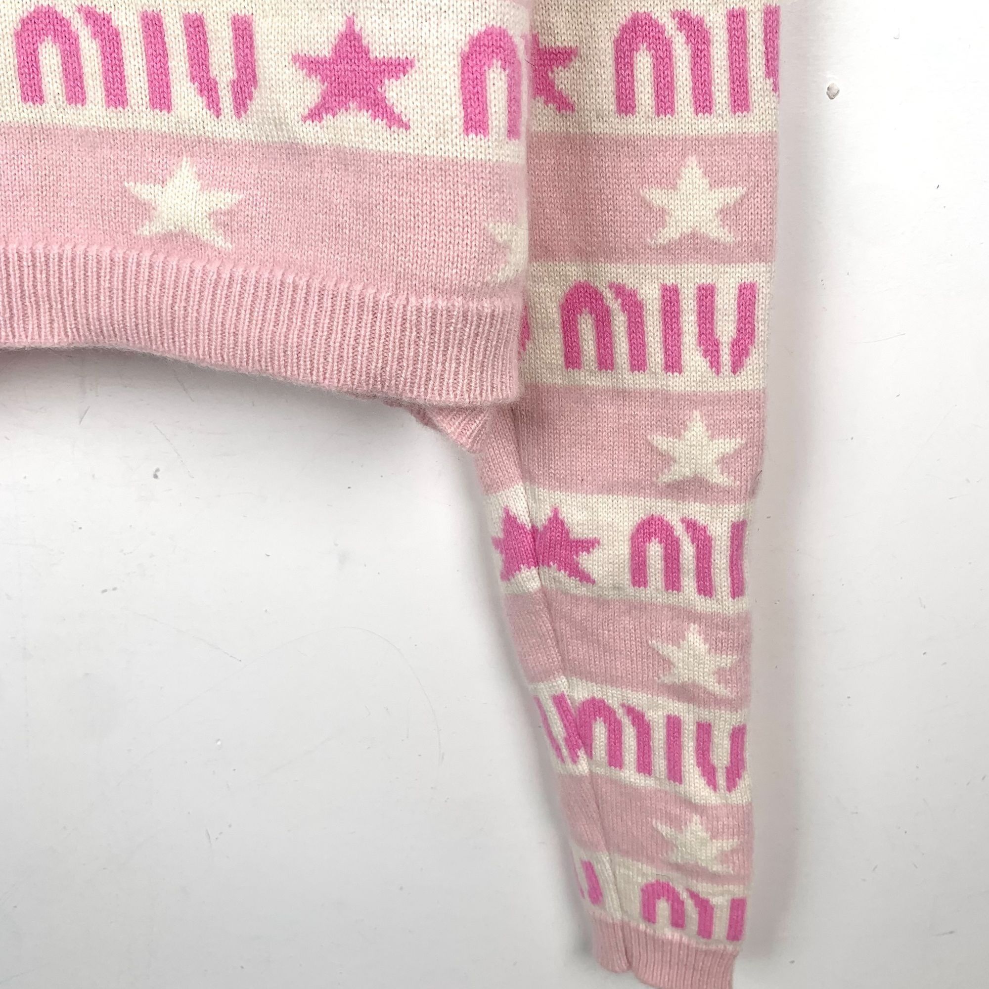 Miu Miu Miu Miu Pink & White Logo Star Pattern Sweater Size 38 S Mad Size XS / US 0-2 / IT 36-38 - 8 Thumbnail