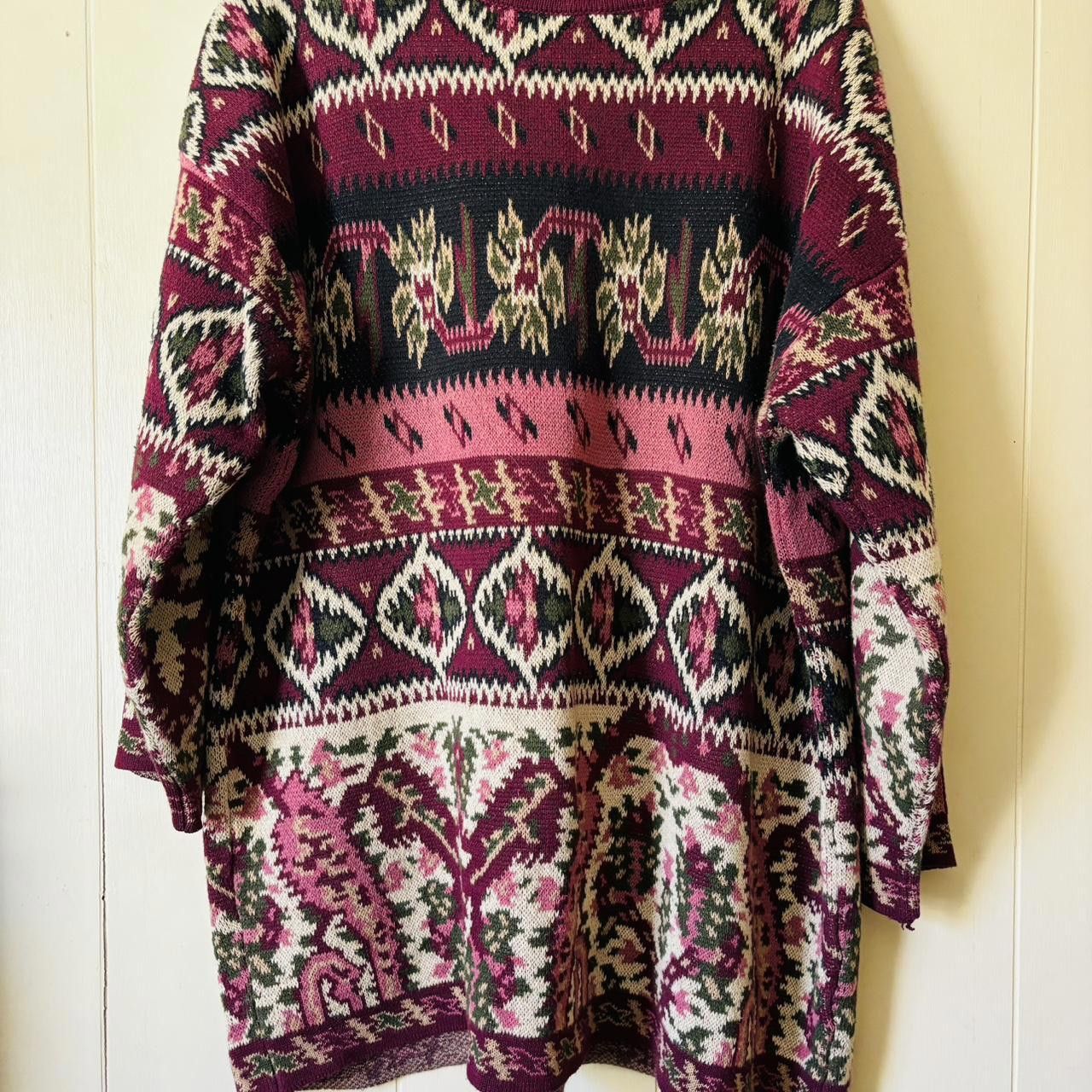 Vintage Vintage 80s Women's Burgundy pink Knit Sweater Granny Core Size M / US 6-8 / IT 42-44 - 1 Thumbnail