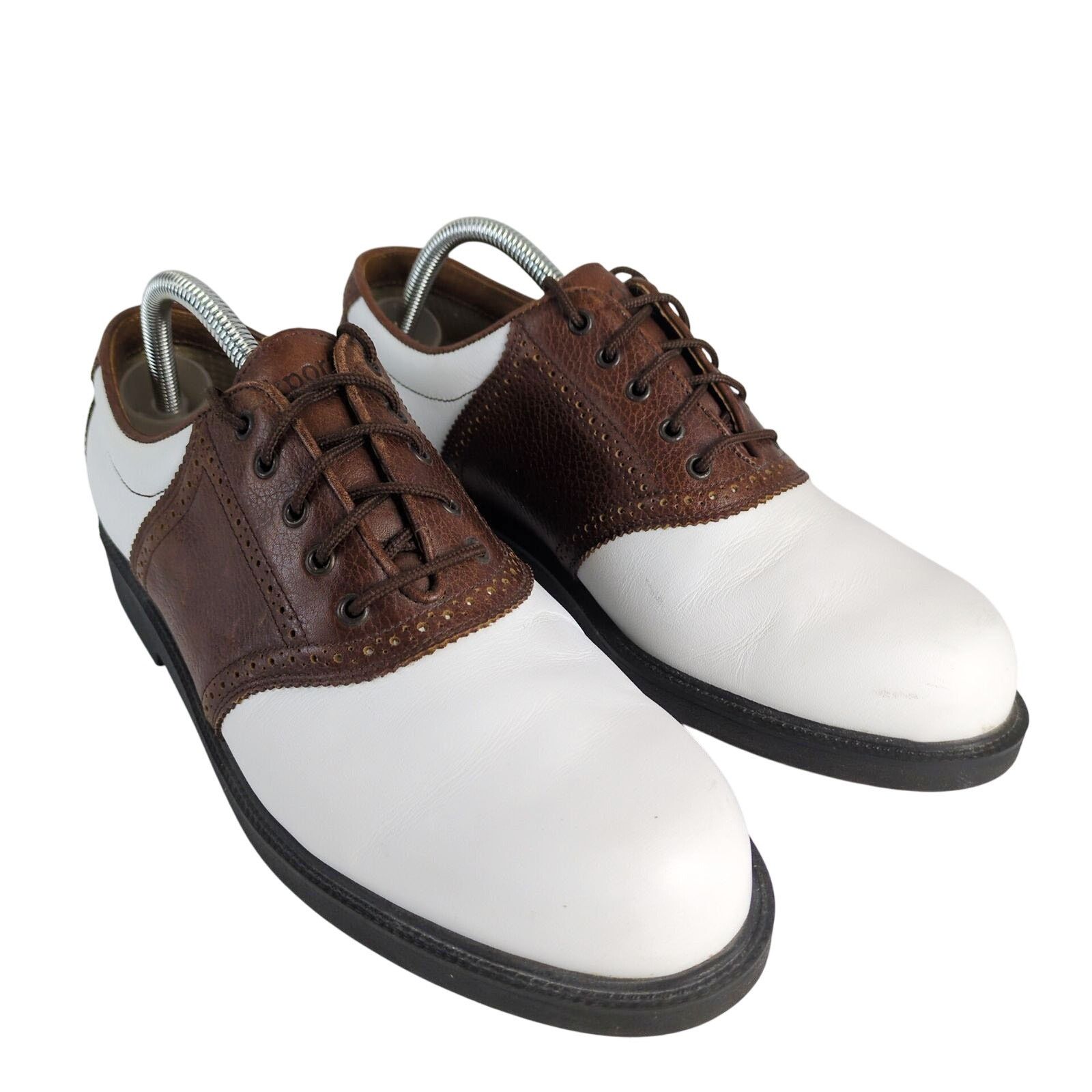 Rockport Men's 9W Brown & White Leather Saddle Golf Shoes