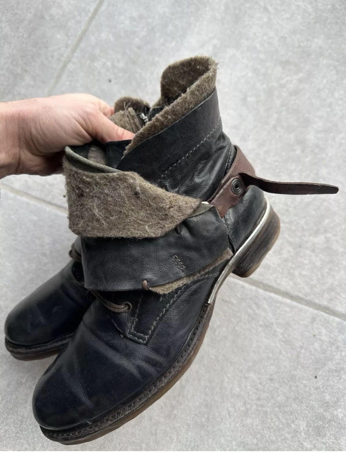 A.S.98 A.S.98 Airstep Womens Leather Wool Stripe Ankle Boots Gothic Size US 9 / IT 39 - 5 Thumbnail