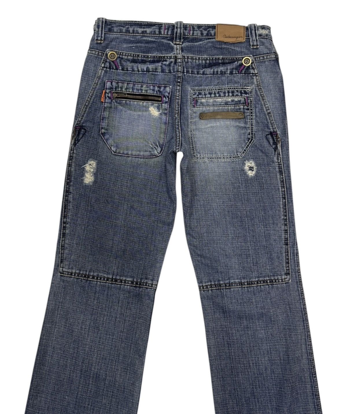 Hysteric Glamour × Le Grande Bleu (L.G.B.) × Tornado Mart Vintage Japanese Rare Pocket Double Cube Sugar Distress Jean Size US 31 - 3 Thumbnail