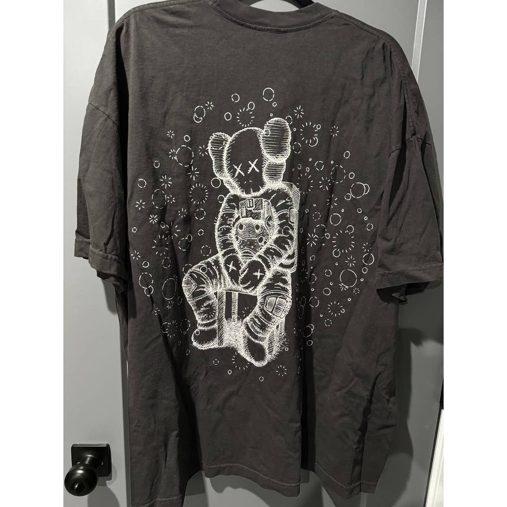 image of Kaws X Kid Cudi Man On The Moon Shirt Glow In The Dark XL in Black