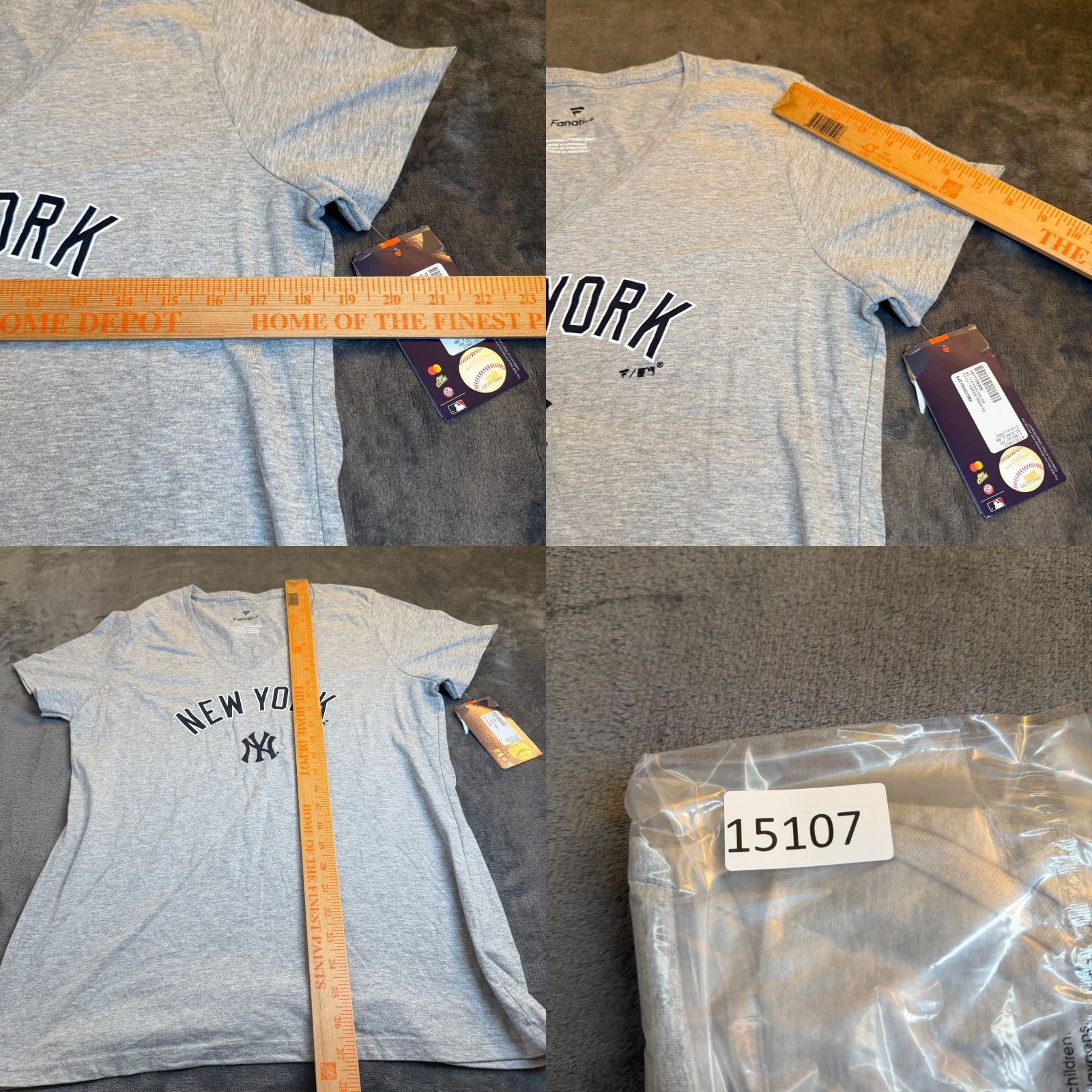 Vintage Fanatics New York Yankees V-Neck T Shirt Womens Large MLB Gray V-Neck Short Sleeve Casual Pullover Shirt Size L / US 10 / IT 46 - 8 Thumbnail