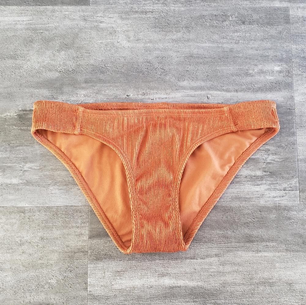 Designer Burnt Orange Gold Detailed Bikini Bottoms Size ONE SIZE - 1 Thumbnail