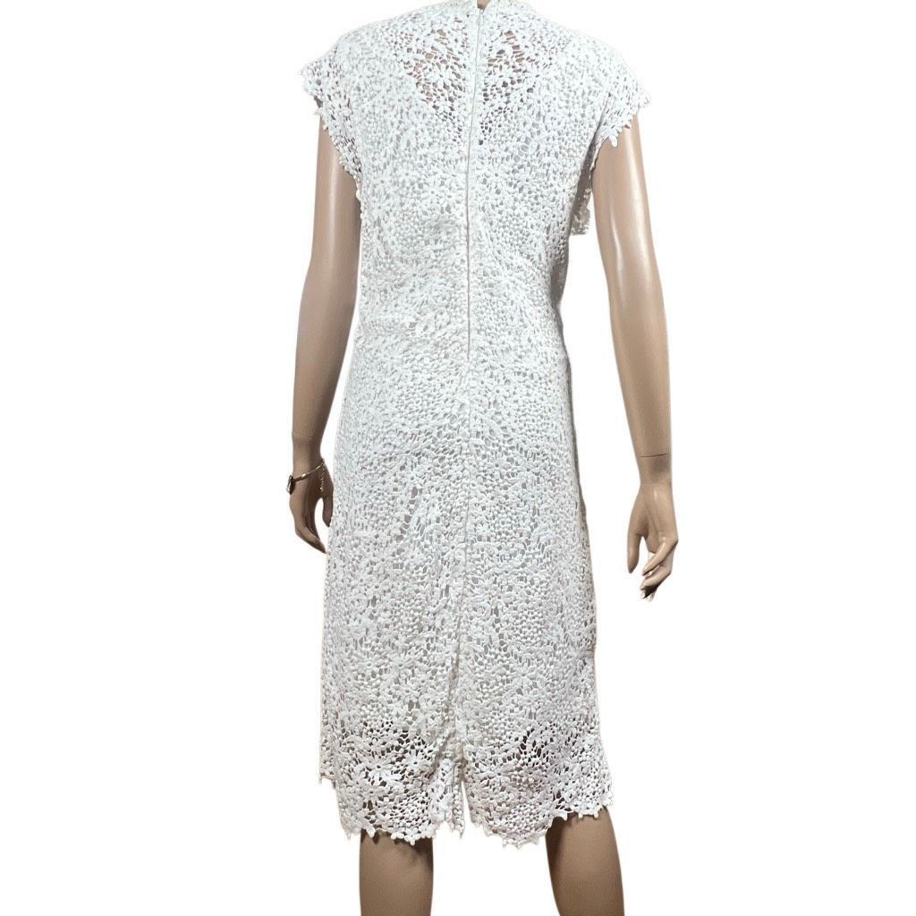 Velvet Velvet by Graham & Spencer White Crochet Lace Midi Dress Lined Size M (042) Size M / US 6-8 / IT 42-44 - 5 Thumbnail