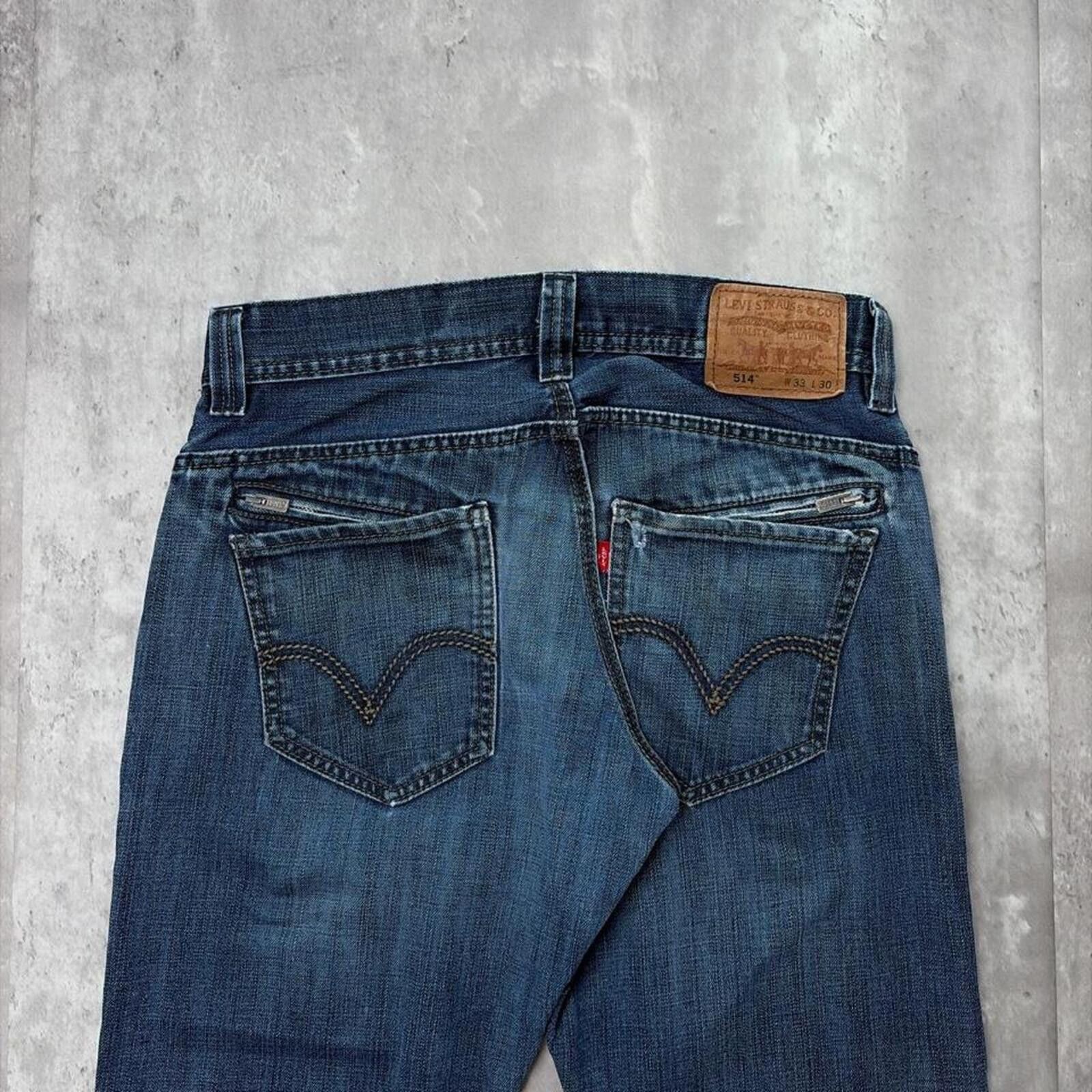 Levi's Y2K Dark Wash Levi’s 514 Slim Straight Grunge Denim Jeans Size US 33 - 3 Thumbnail