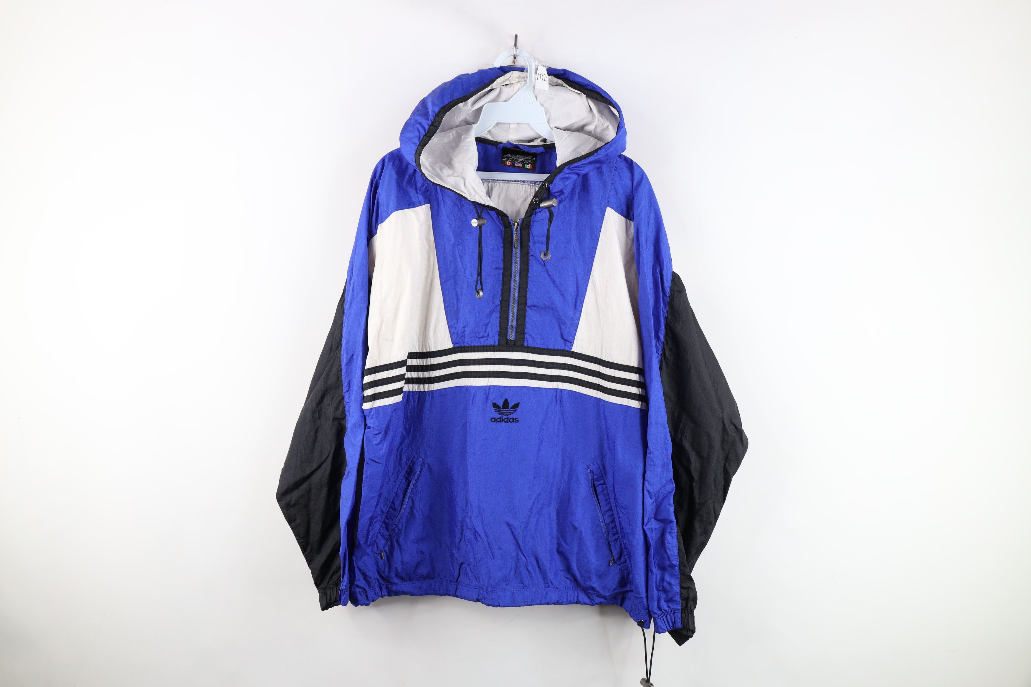 Adidas Vintage 90s Adidas Striped Hooded Anorak Windbreaker Jacket Size US M / EU 48-50 / 2 - 1 Thumbnail