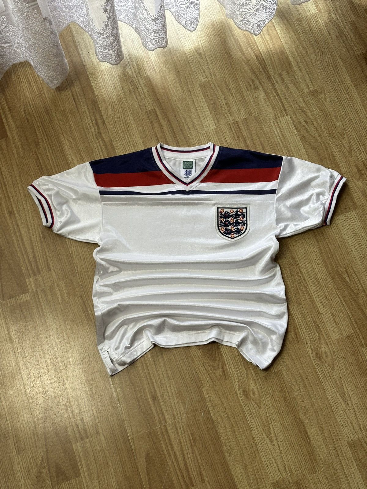 Vintage 🔥 ENGLAND National Team 1980 1983 Soccer Shirt Jersey Rare Size US S / EU 44-46 / 1 - 1 Thumbnail