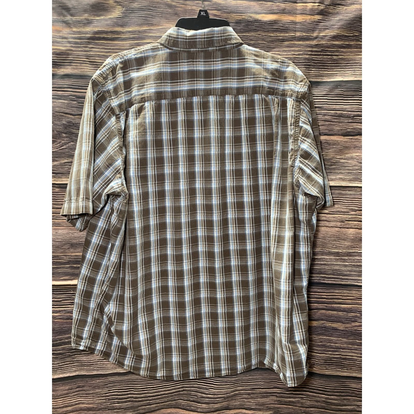 Wrangler Wrangler Short Sleeve Shirt Mens XL Brown White Blue Plaid Button Up Western Size US XL / EU 56 / 4 - 2 Thumbnail