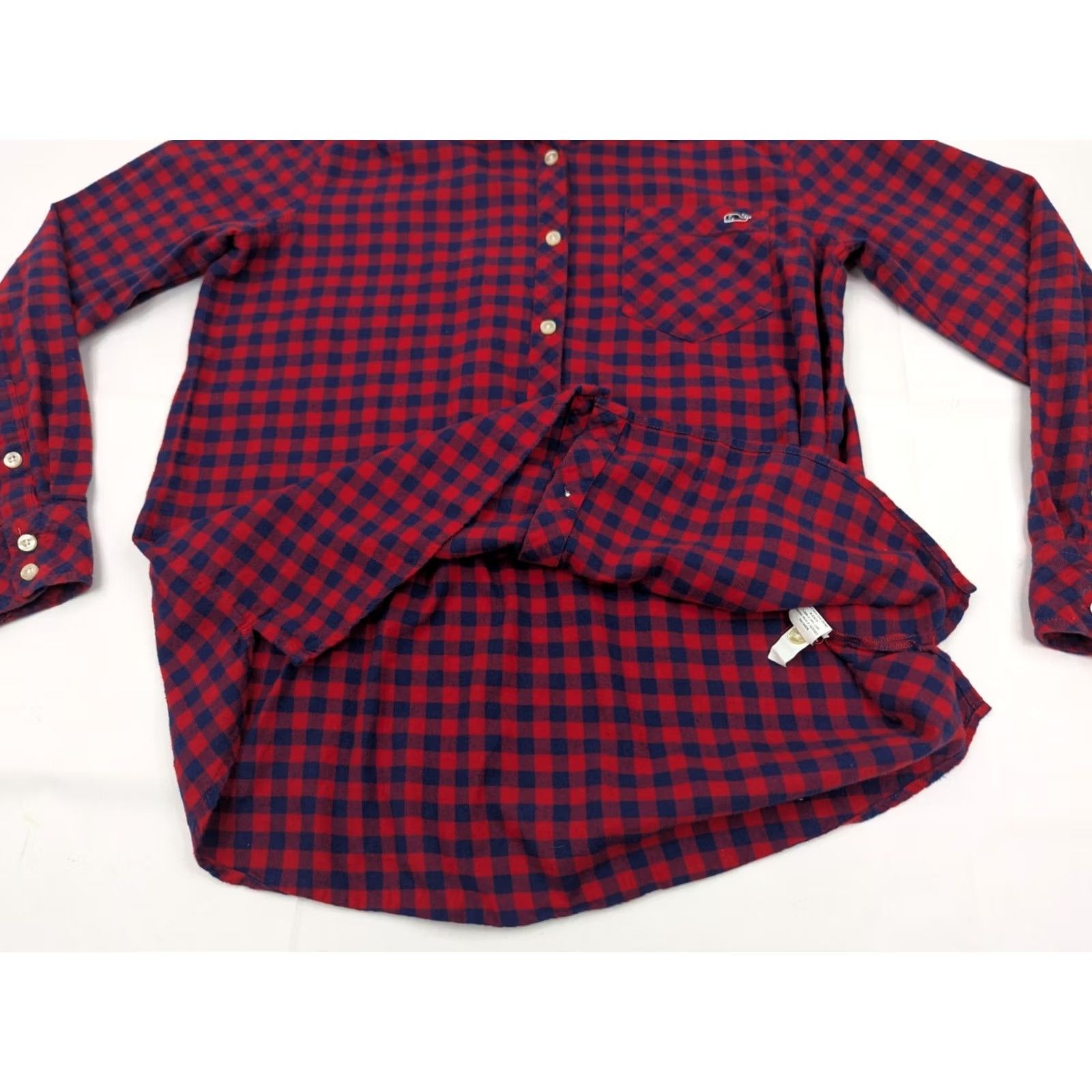 Vineyard Vines Vineyard Vines Button-Up Flannel Shirt Women 10 Red Blue Check Plaid Lightweight Cotton Shirt Size L / US 10 / IT 46 - 3 Thumbnail