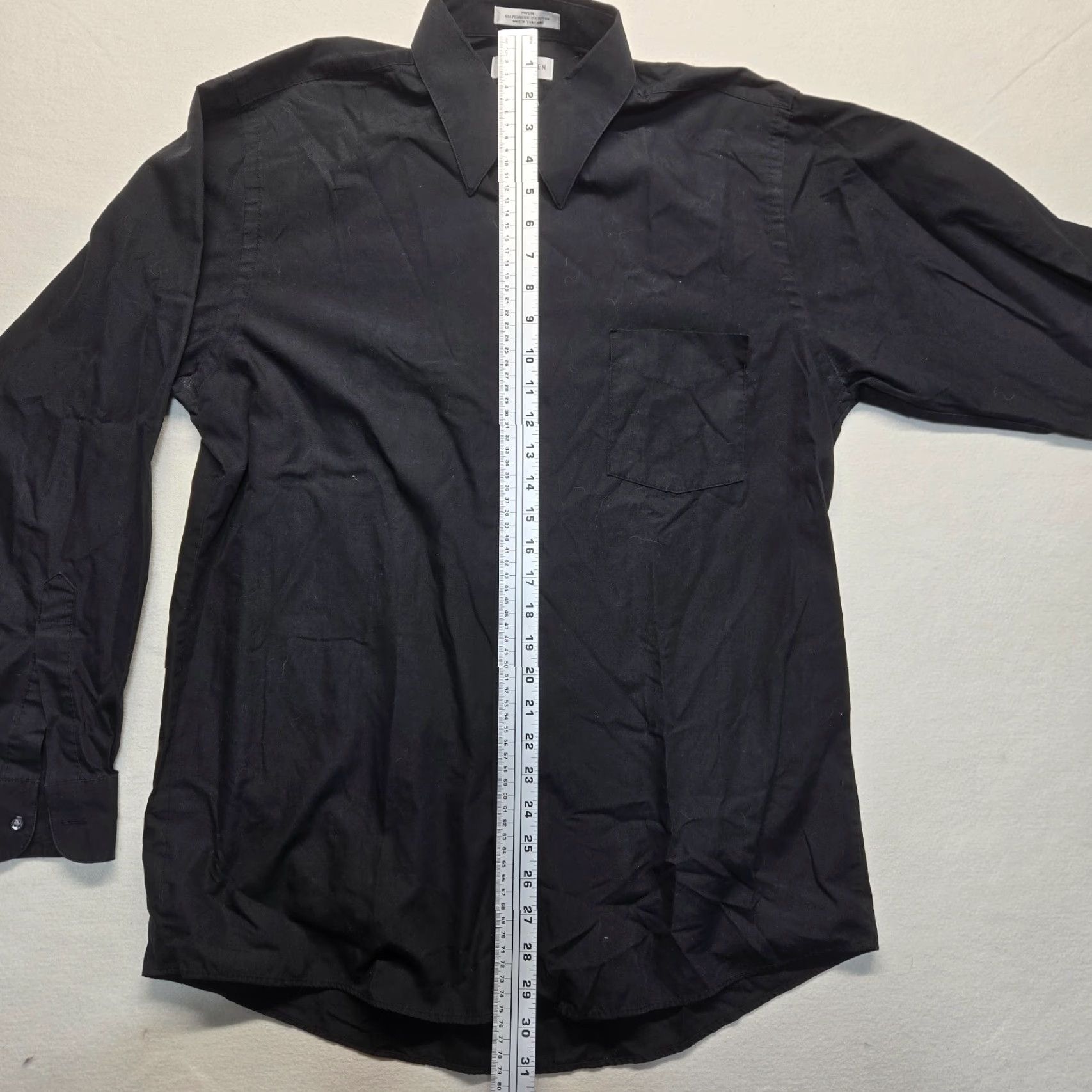 Van Heusen Van Heusen Shirt Mens 16 34/35 Black Solid Poplin Button Up Long Sleeve Casual Size US L / EU 52-54 / 3 - 6 Thumbnail