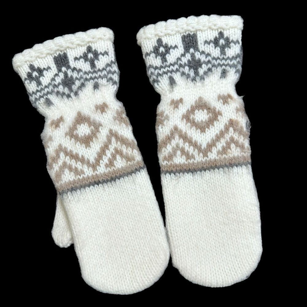 Eastern Mountain Sports Fair Isle Pattern Cream white extended mittens size M/L Size ONE SIZE - 1 Thumbnail