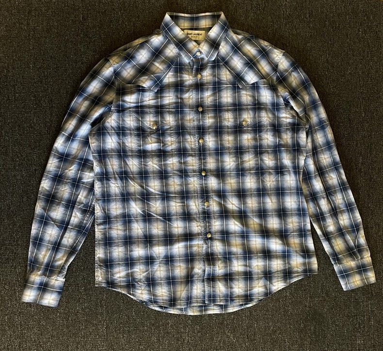 Saint Laurent Paris Saint Laurent Paris size 41 White and blue check shirt 250 Size US S / EU 44-46 / 1 - 1 Thumbnail