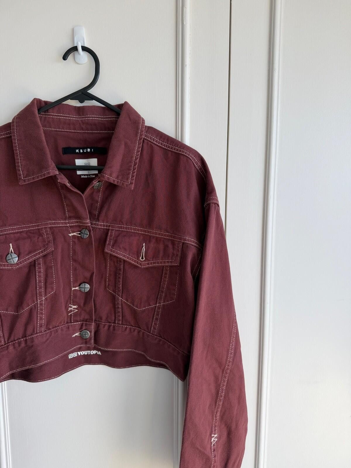 Ksubi new Ksubi womens kommand denim Jacket top small s 8 red Size S / US 4 / IT 40 - 4 Thumbnail
