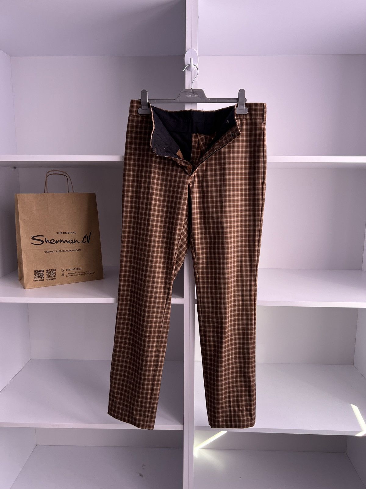 Prada Vintage Prada Milano Brown Check Straight Cotton pants Size US 32 / EU 48 - 5 Thumbnail