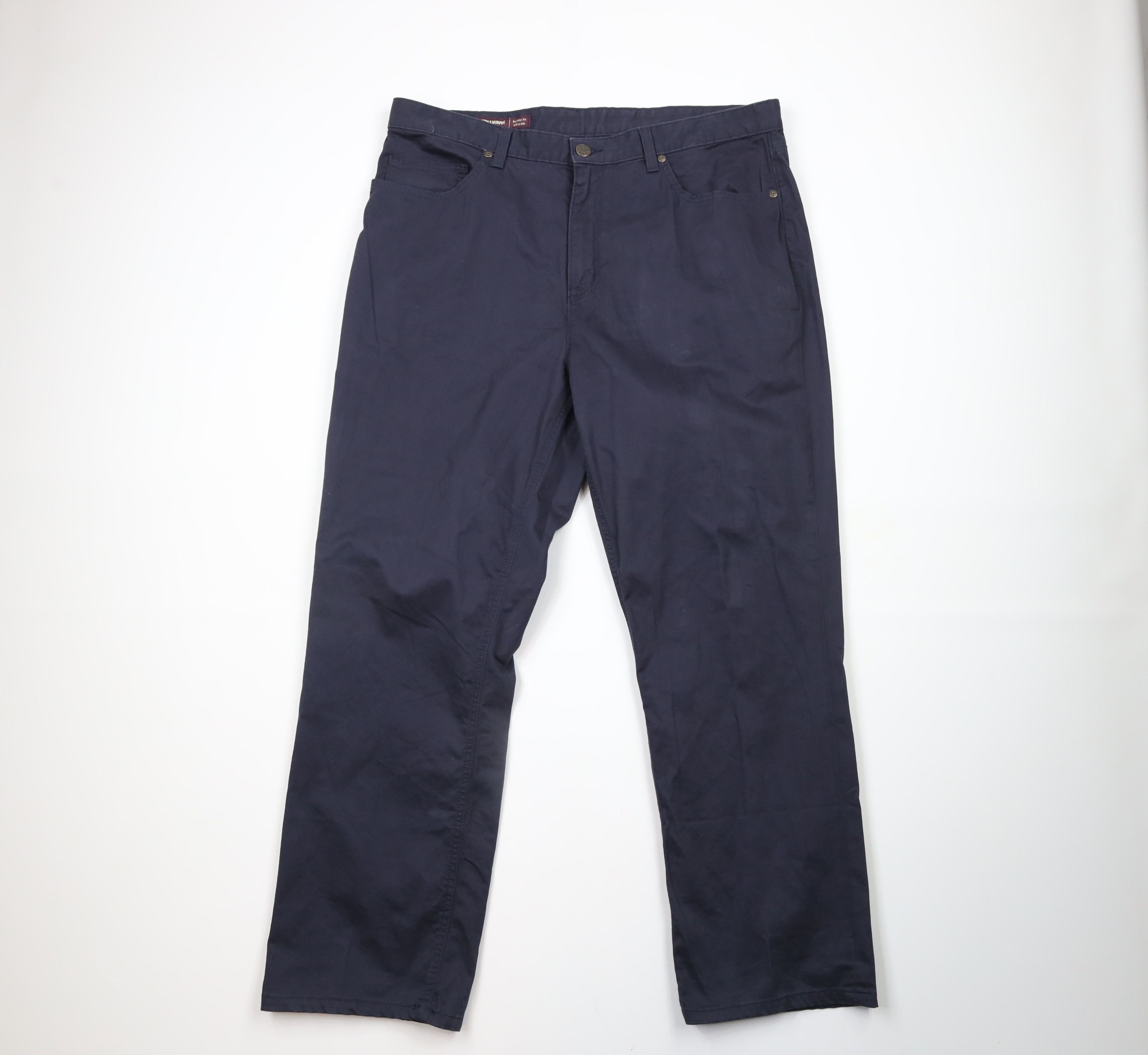Johnston & Murphy × Vintage Johnston & Murphy Leg Cotton Twill Chino Pants Navy Blue Size US 38 / EU 54 - 1 Thumbnail
