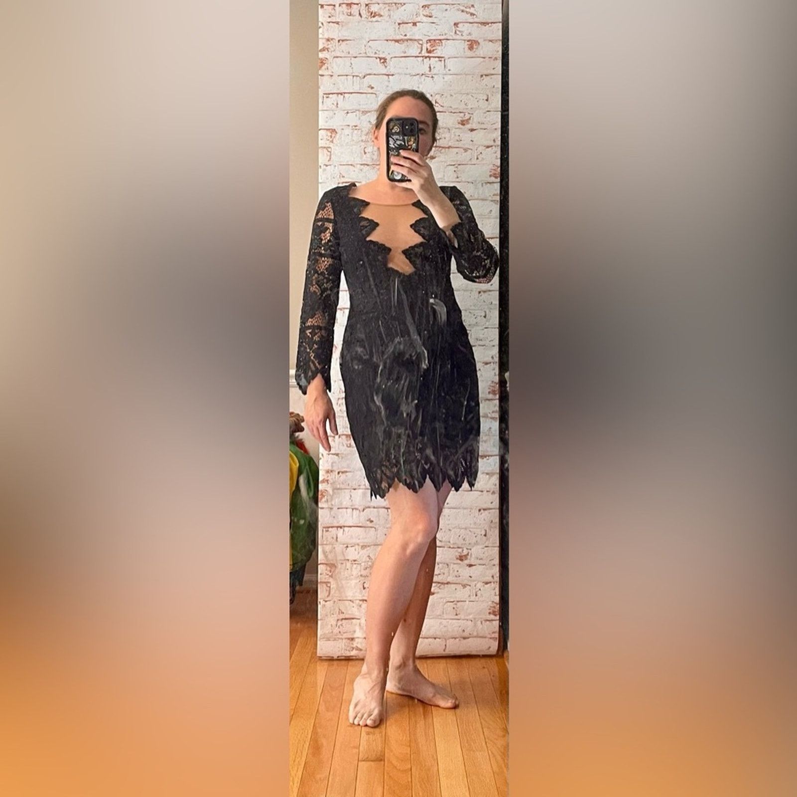 For Love & Lemons For Love And Lemons Black Lace Long Sleeve Dress Size M / US 6-8 / IT 42-44 - 3 Thumbnail