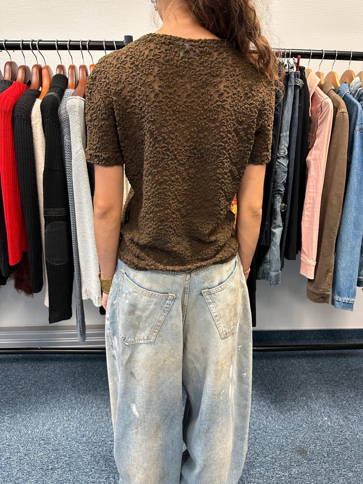 Dolce & Gabbana Dolce & Gabbana 90’s Laces Mesh Khaki Brown Flowers Tee Size L / US 10 / IT 46 - 3 Thumbnail