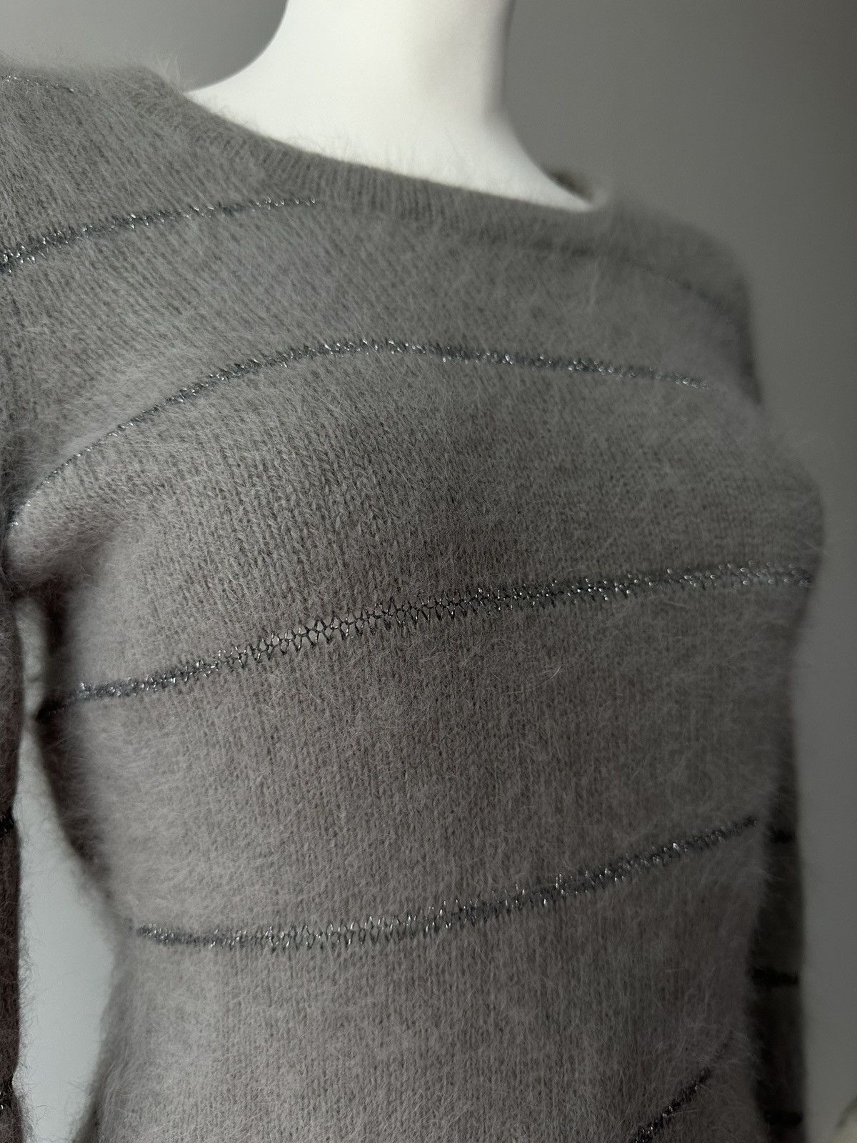 See by Chloe See by Chloé grey long soft winter wool angora sweater striped Size S / US 4 / IT 40 - 4 Thumbnail
