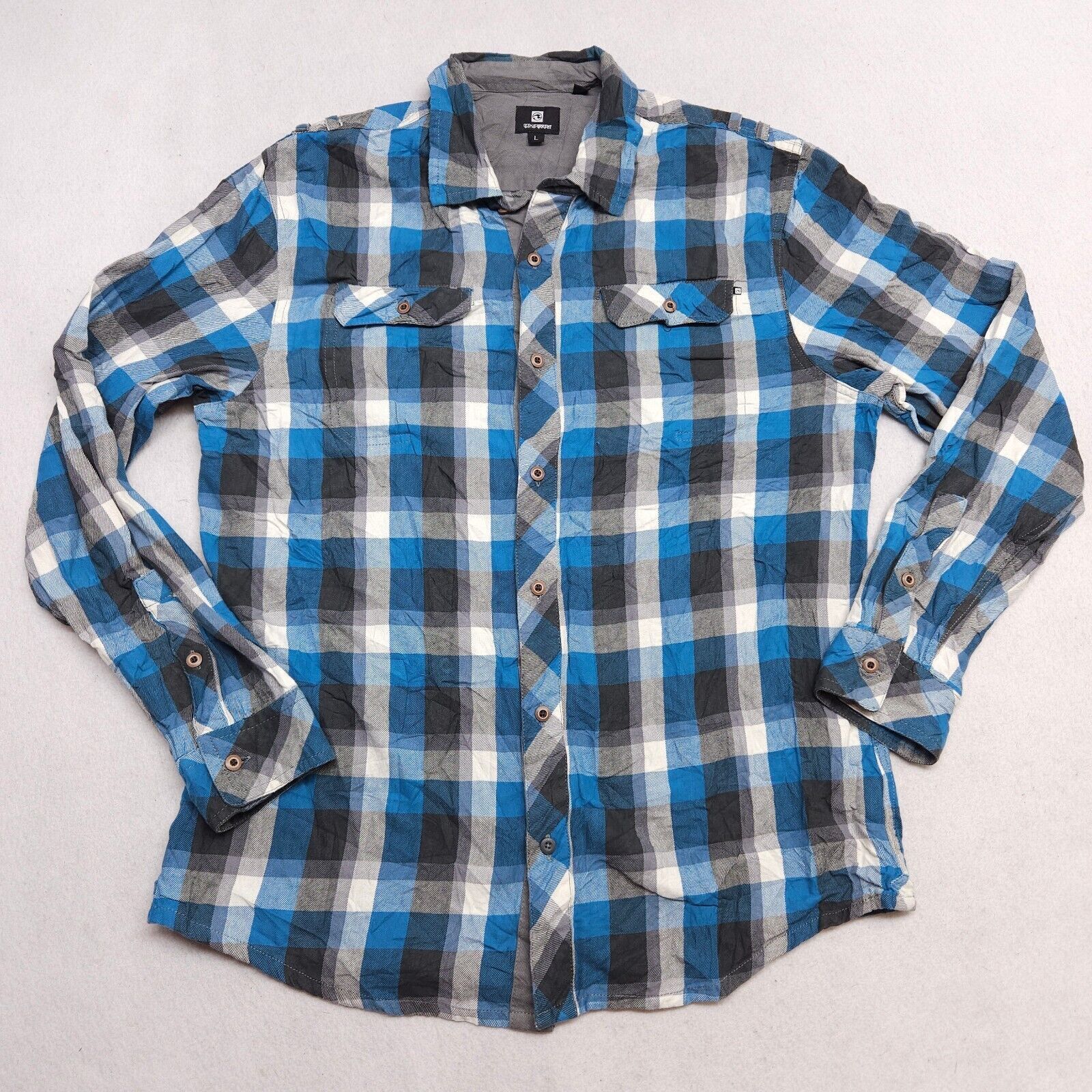Ocean Current Ocean Current Gingham Flannel Button Shirt Mens Size L Blue Size US L / EU 52-54 / 3 - 2 Thumbnail