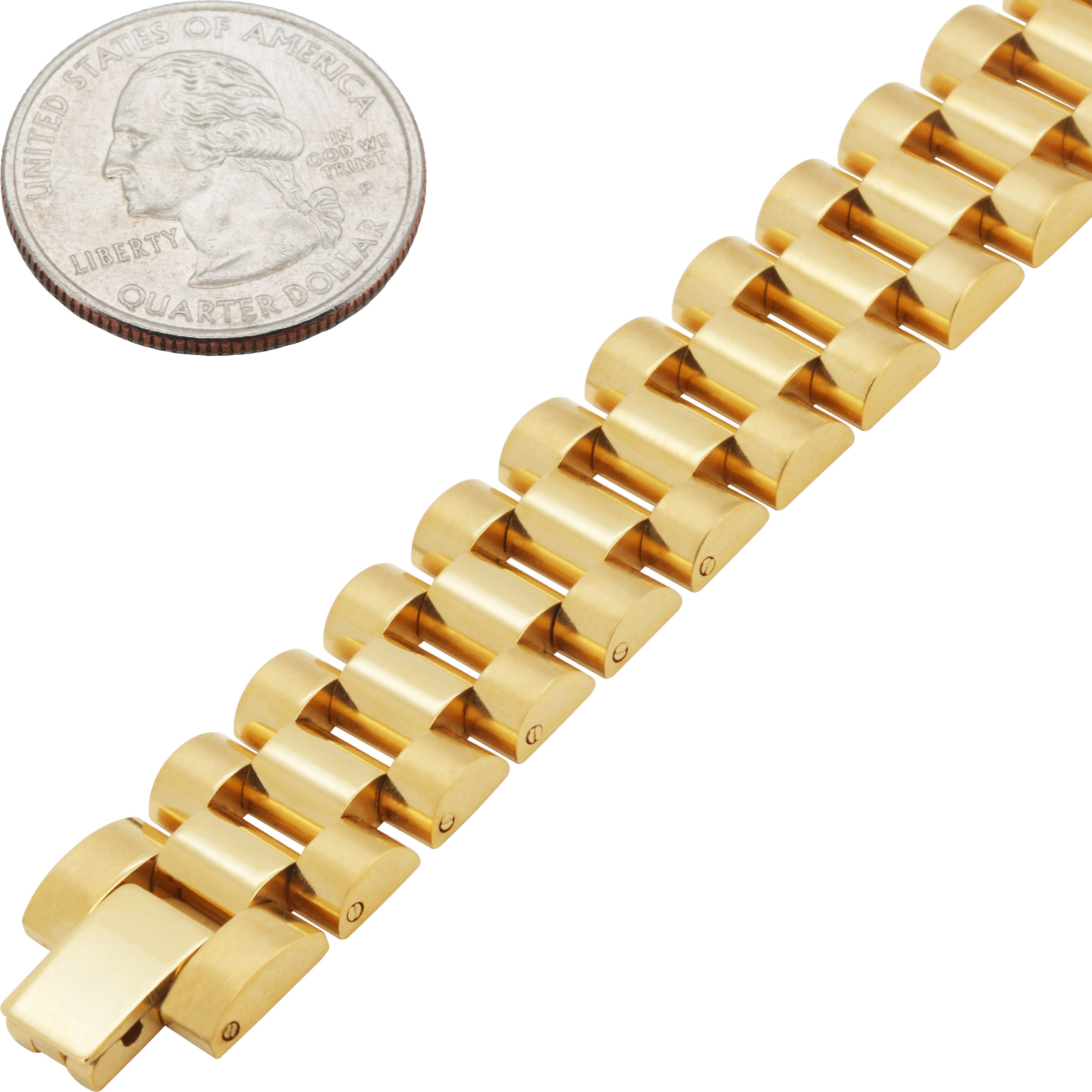Other 316L SS 18k GP 15mm Watch Strap Chain Link Bracelet 8.5” Size ONE SIZE - 1 Preview
