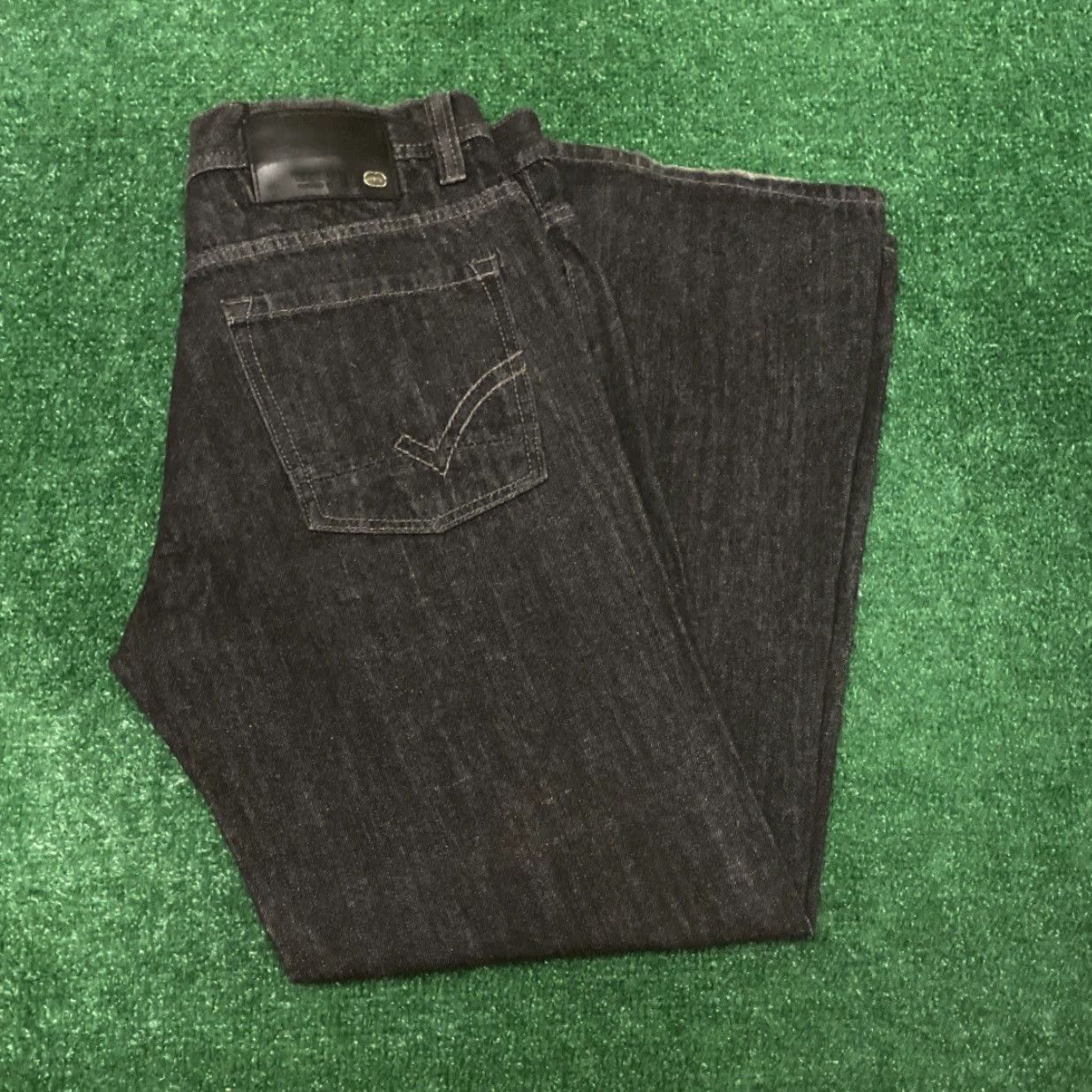 Southpole VINTAGE Ecko UNLTD Baggy Skater Grunge Jeans VTG Mens 34 Dark Black 34x32 Jeans Grunge Hip Hop Punk Y2K Wide-Leg Mens Size US 34 / EU 50 - 5 Thumbnail