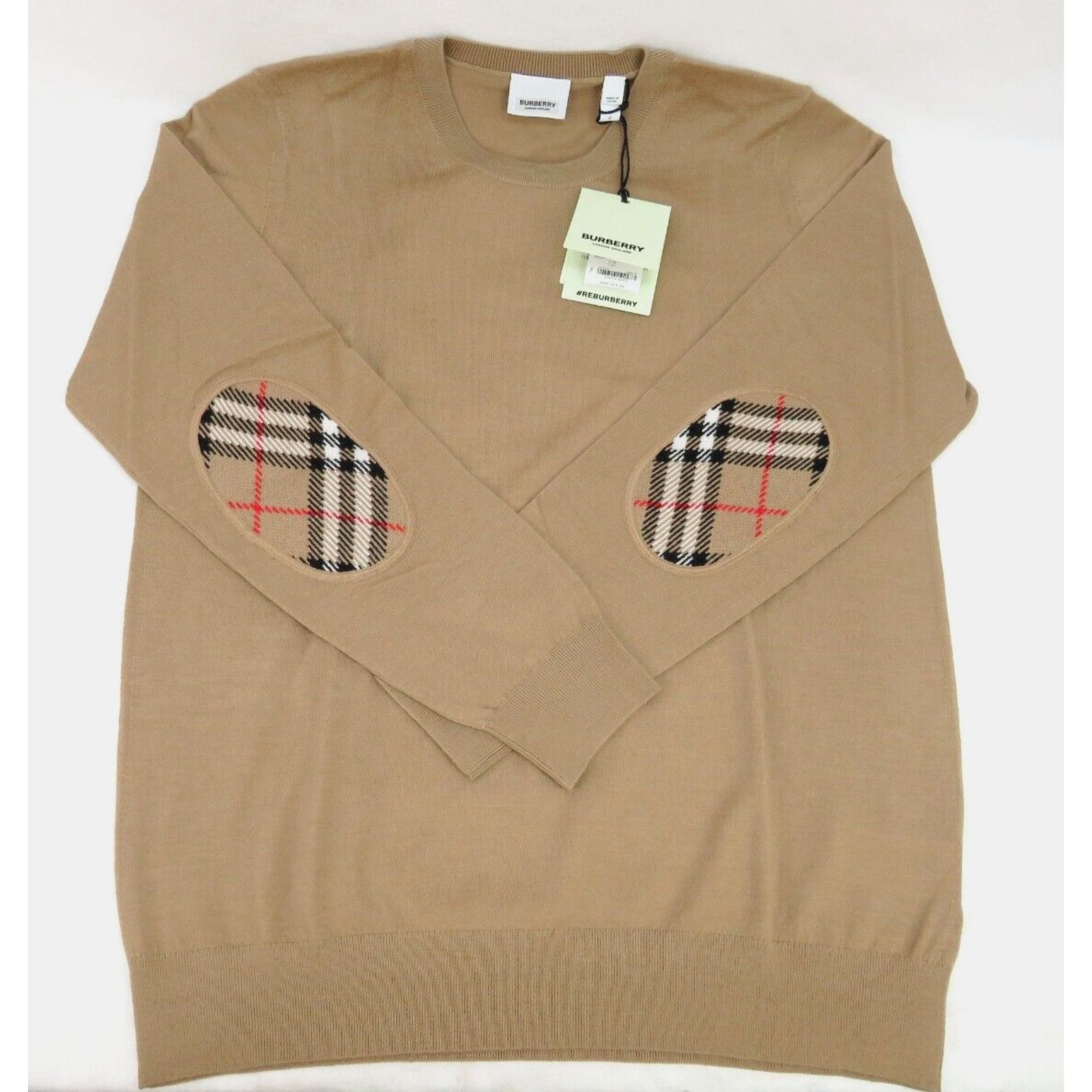 Burberry BEMPTON CAMEL WOOL ELBOW CHECK PATCHES PULLOVER SWEATER M Size M / US 6-8 / IT 42-44 - 5 Thumbnail
