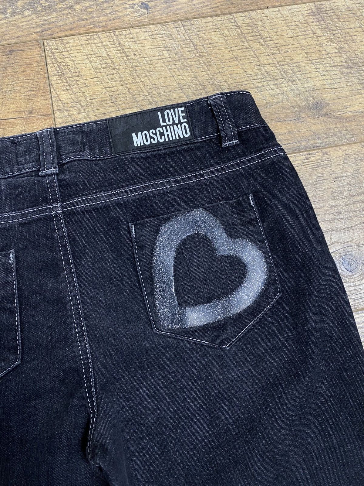 Moschino Love Moschino Futuristic Glitter Heart Zip Denim Rare Size 30" / US 8 / IT 44 - 8 Thumbnail