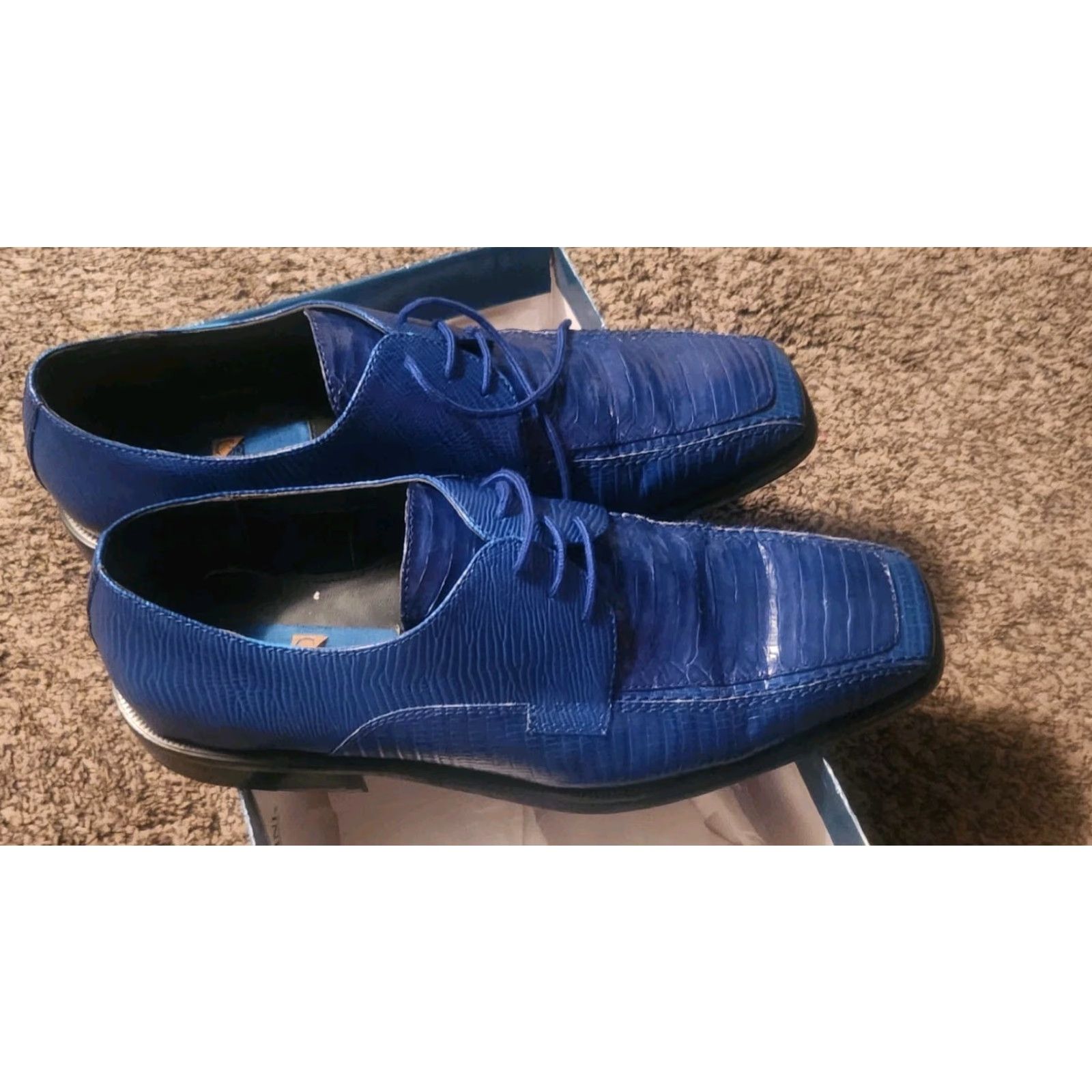 Vintage Giorgio Brutini Dress Oxford Shoes Snake Leather Blue 9.5 M Men Size US 10 / EU 43 - 3 Thumbnail