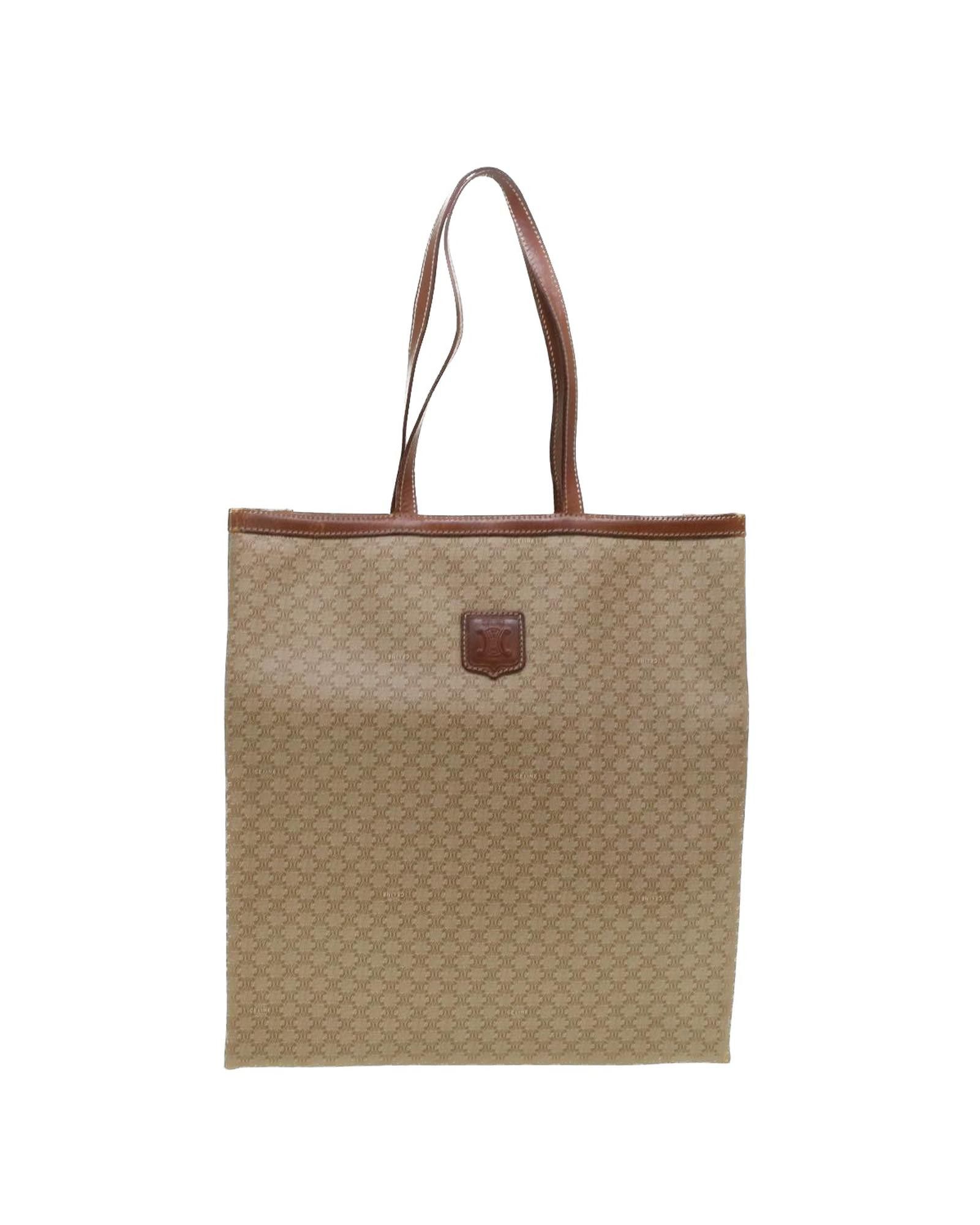 image of Celine Beige Macadam Canvas Shoulder Bag - Pre-Owned, Women's