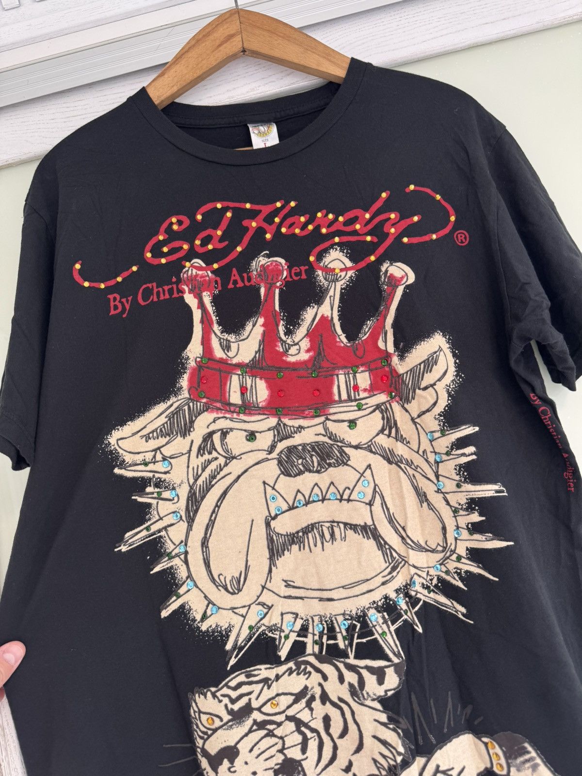 Ed Hardy Ed Hardy by Christian Audigier Y2K Bulldog Tattoo AOP Tee Size US L / EU 52-54 / 3 - 5 Thumbnail