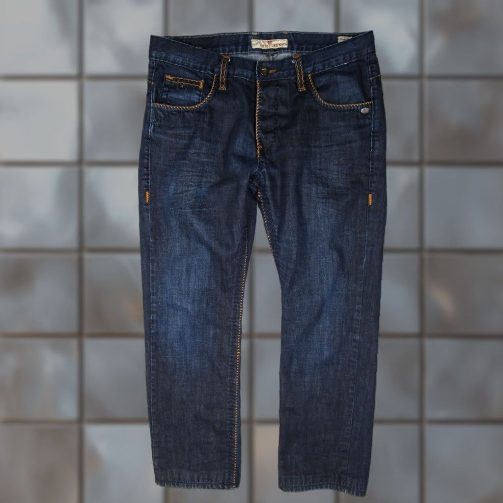 Denime RNT23 Jeans Mens 33 Blue Cotton Button Fly Straight Leg Size US 33 - 1 Thumbnail