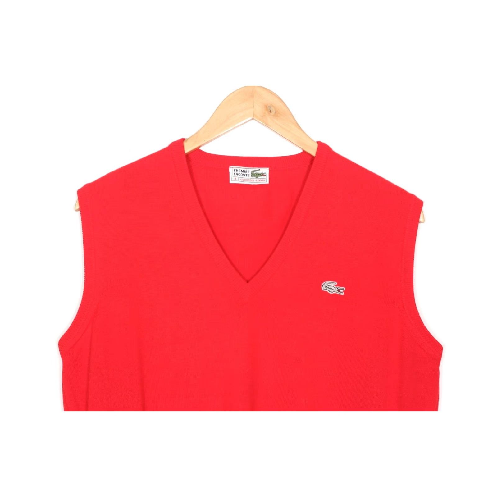 Lacoste LACOSTE CHEMISE V Neck Sleeveless Vest Waistcoat Men Size 3 / S Red Vintage Logo Jumper Vest Size US S / EU 44-46 / 1 - 2 Thumbnail
