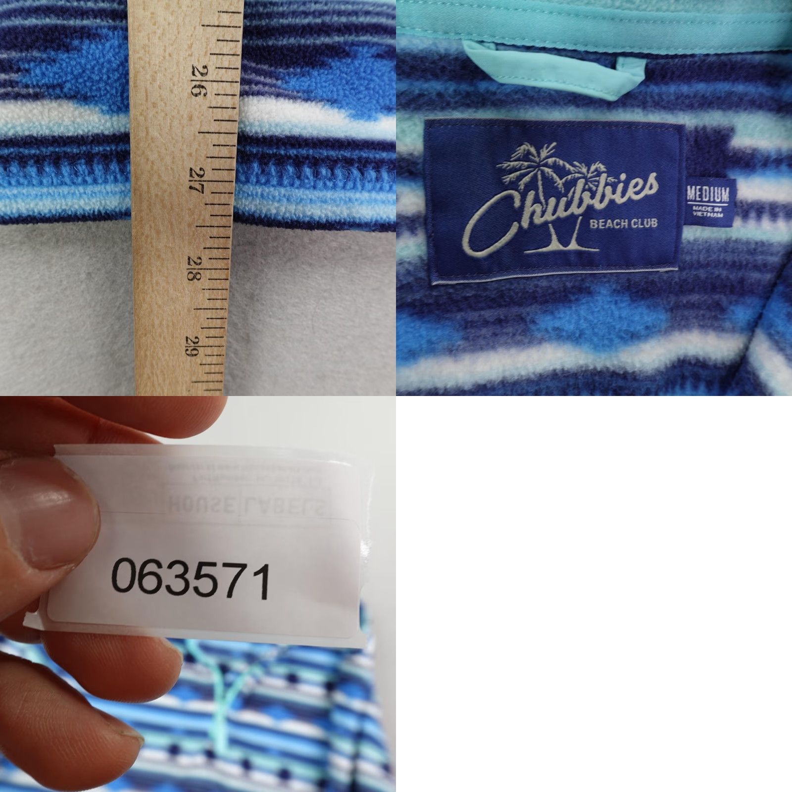 Chubbies Chubbies Sweater Mens Medium Blue Aztec Fleece Beach Club 1/4 Zip Pullover Size US M / EU 48-50 / 2 - 8 Thumbnail