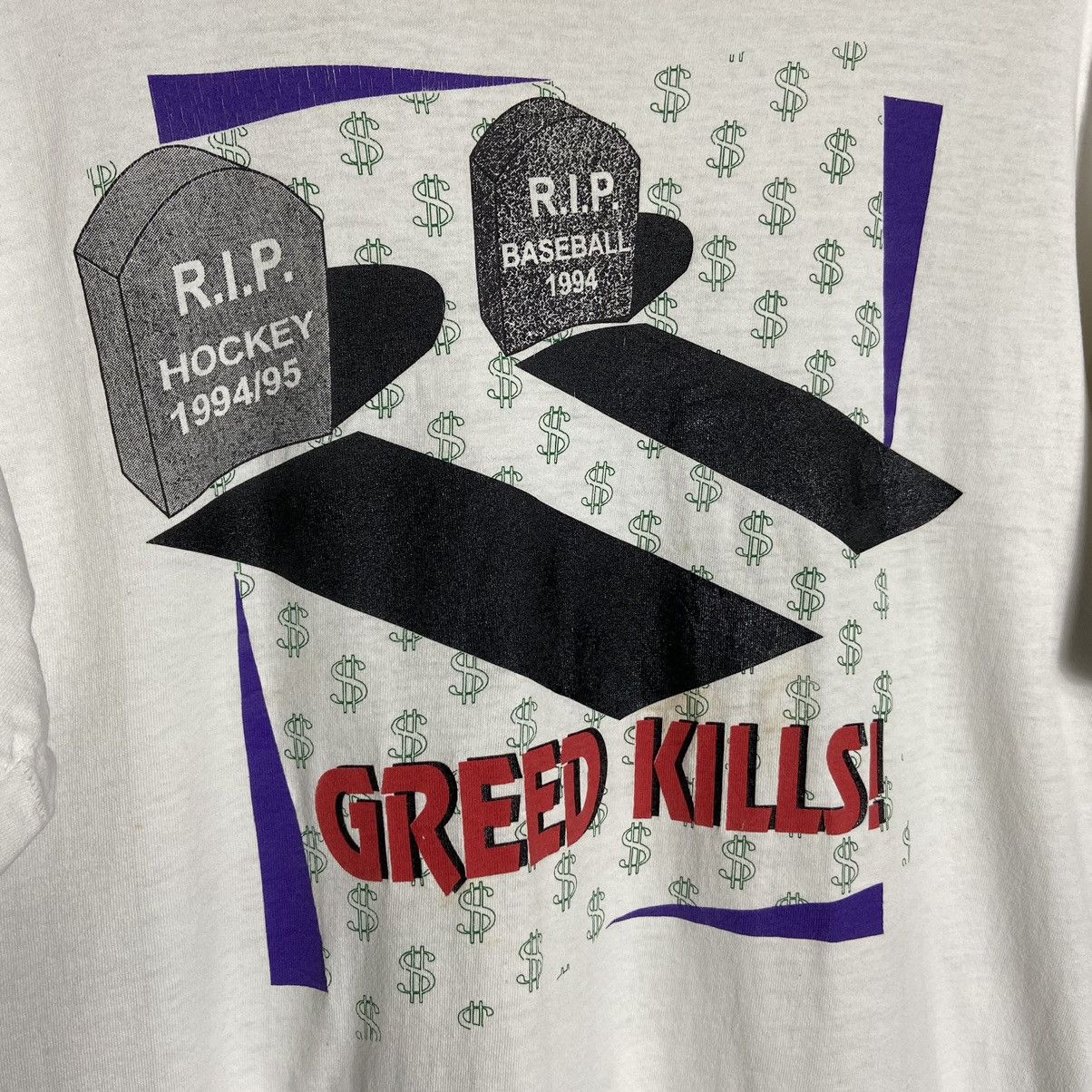 Vintage Vintage 90s Greed Kills Parody T-Shirt Size US L / EU 52-54 / 3 - 2 Thumbnail