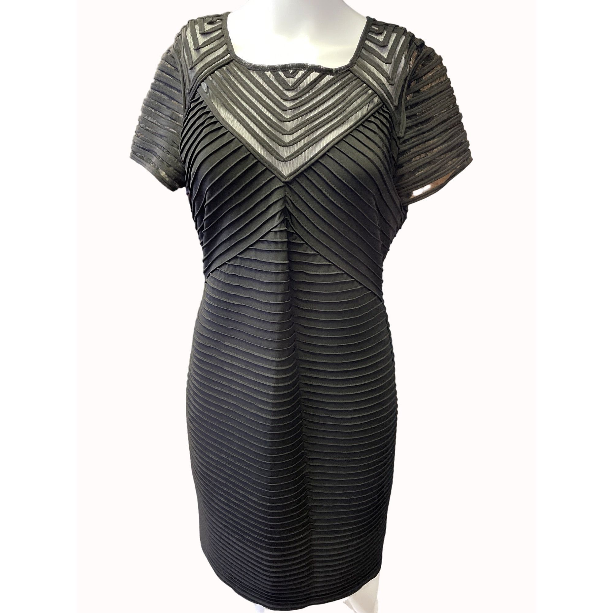 Calvin Klein Calvin Klein Women's Black Body Forming Dress/ Midi V Plunge Size L / US 10 / IT 46 - 1 Thumbnail