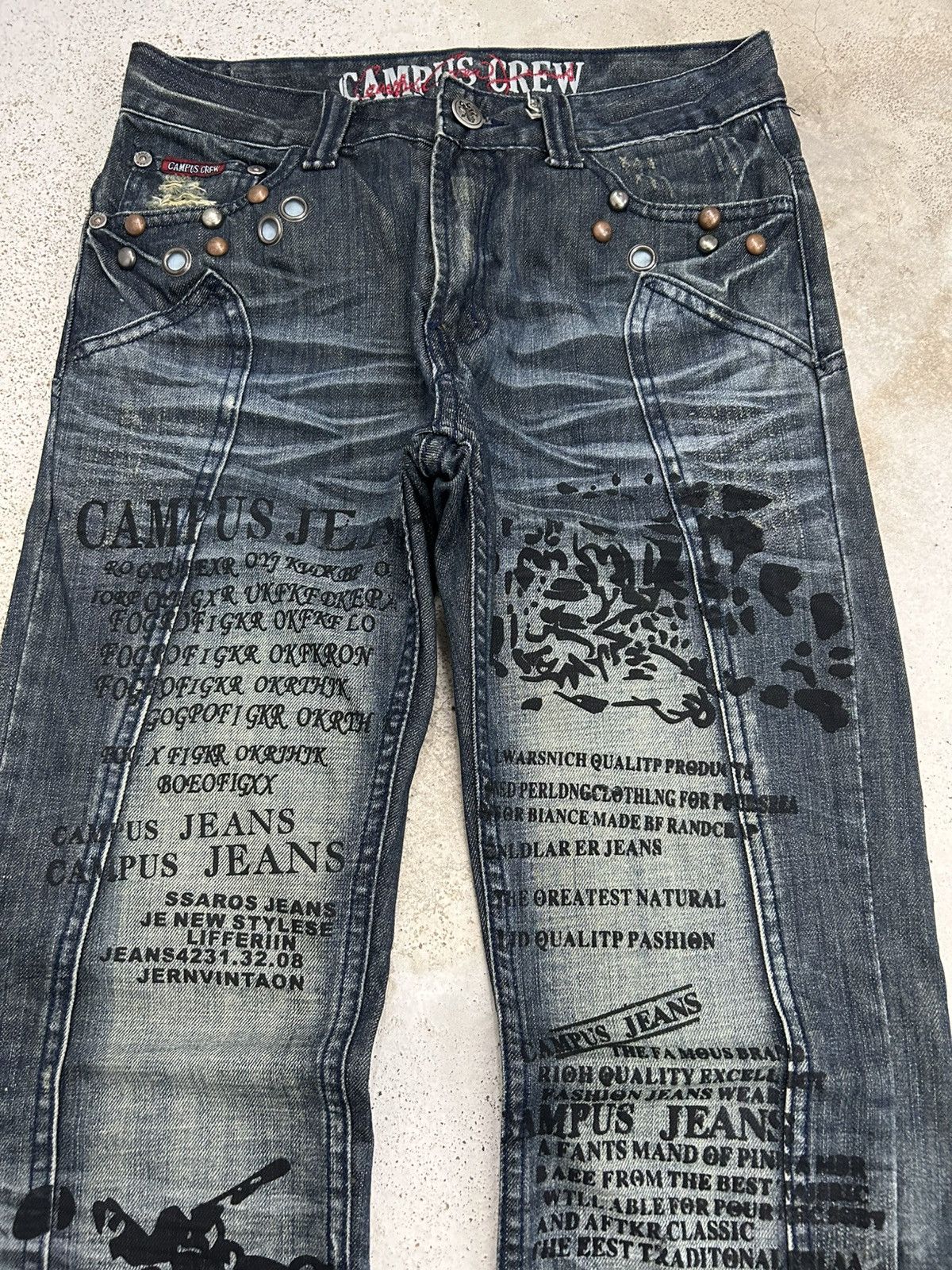 Le Grande Bleu (L.G.B.) Campus Crew Baggy Jeans Embellished Size US 29 - 5 Thumbnail
