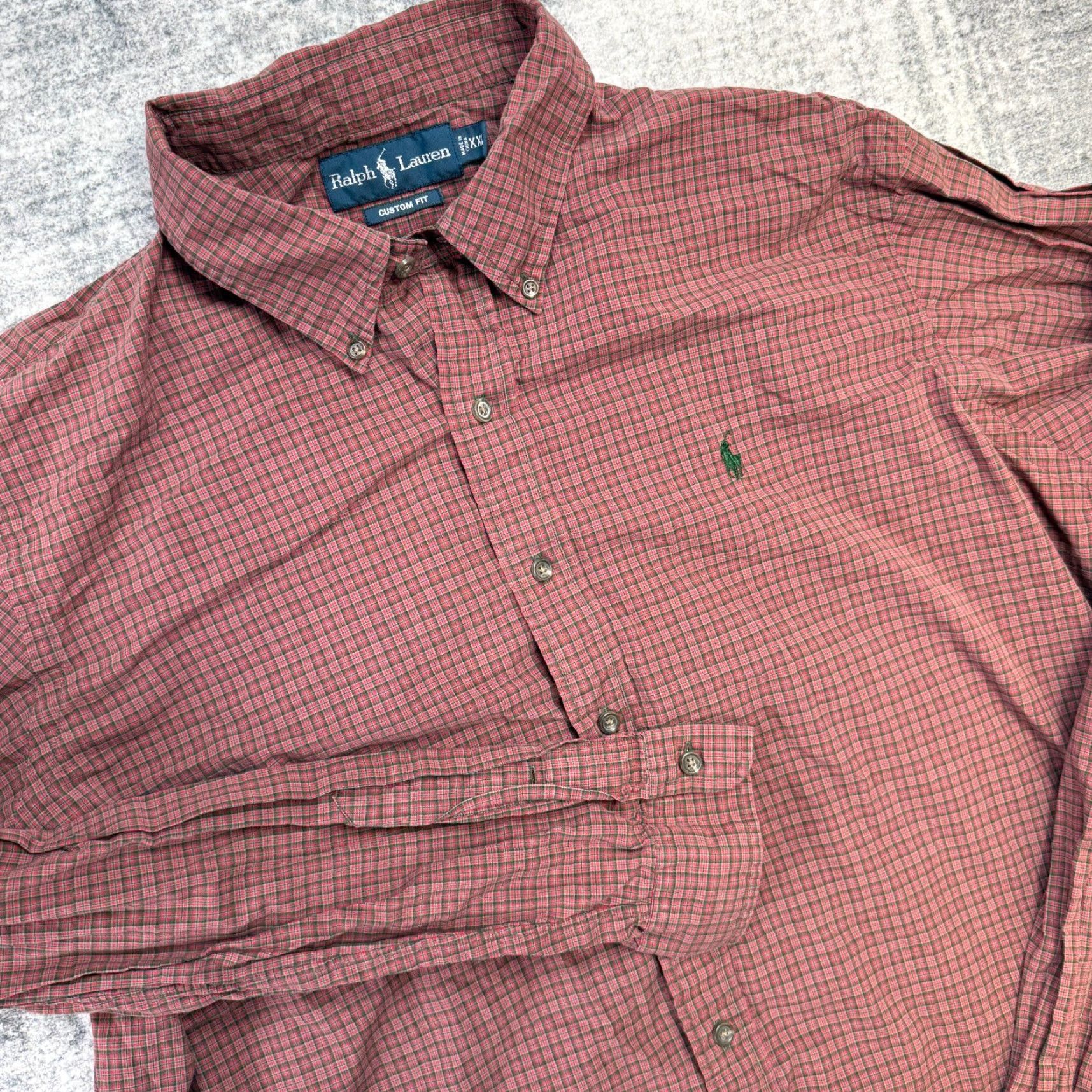 Polo Ralph Lauren VINTAGE Polo Ralph Lauren Shirt Mens 2XL Red Micro Plaid Lightweight Button-Down Shirt Size US XXL / EU 58 / 5 - 2 Thumbnail