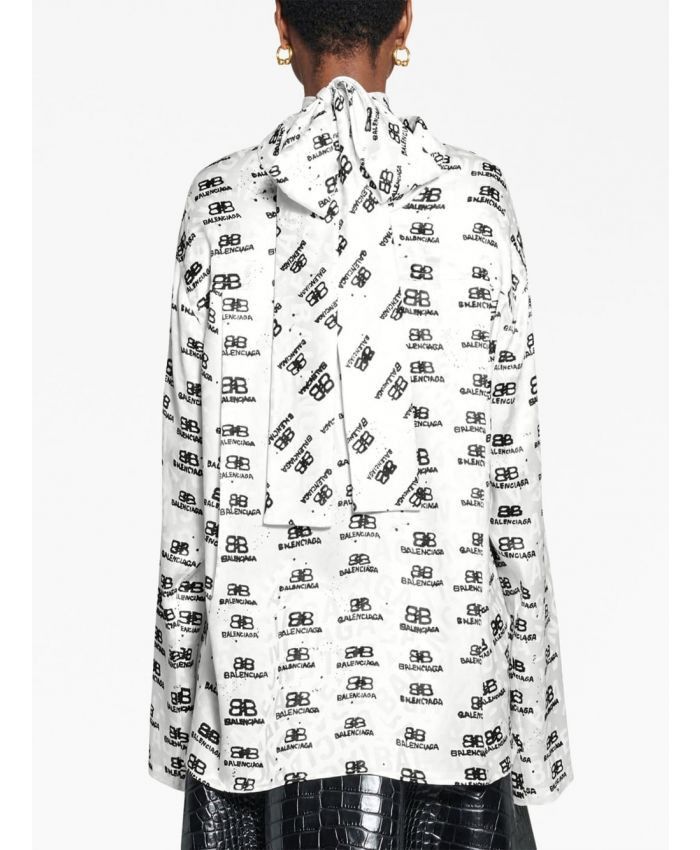 Balenciaga o1bcso1str0125 Swing Blouse in Black/White Size L / US 10 / IT 46 - 4 Thumbnail
