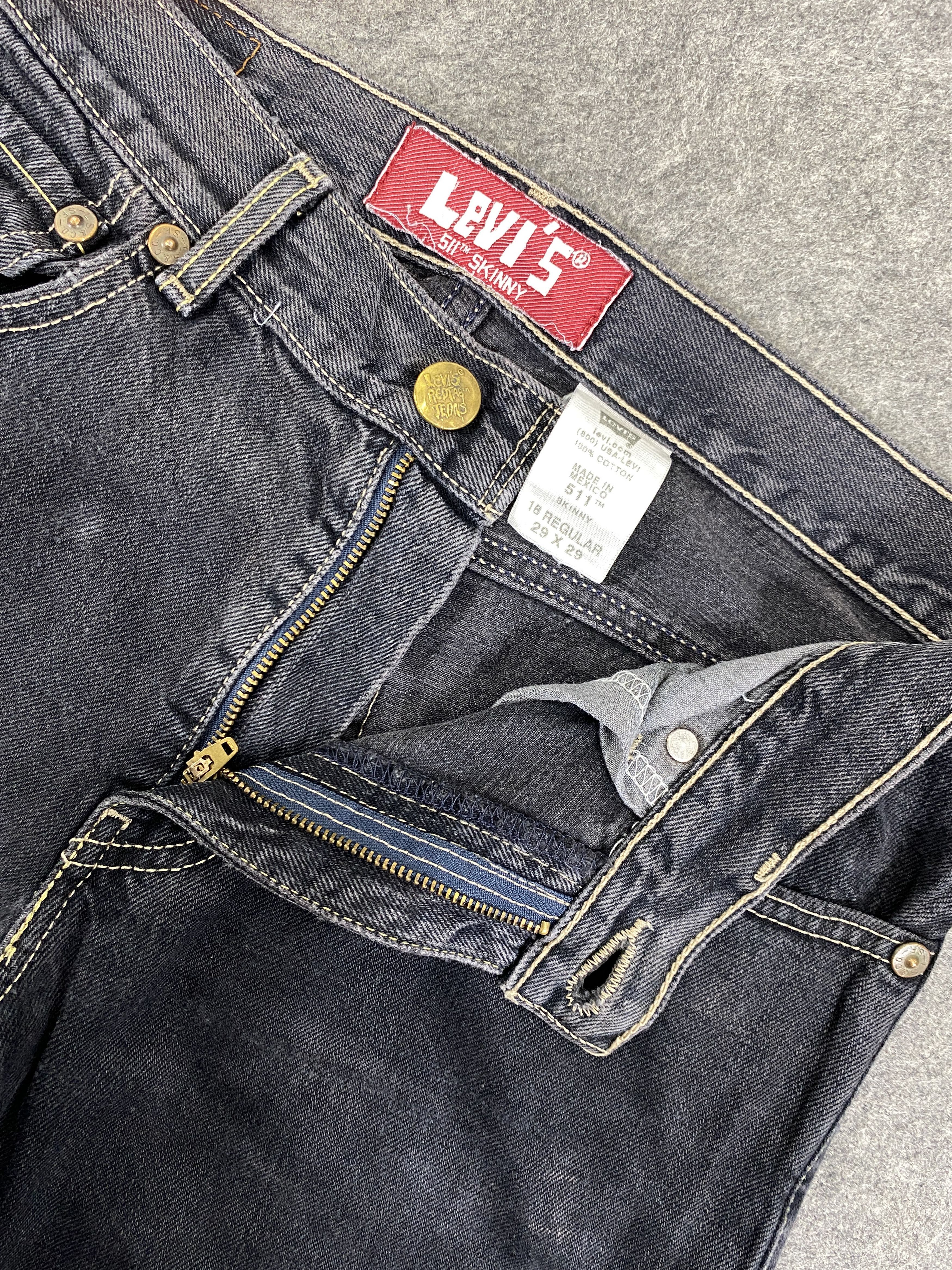 Levi's Black Vintage Levi's 511 Jeans 30x29.5 Denim- JN3337 Size US 30 / EU 46 - 6 Thumbnail