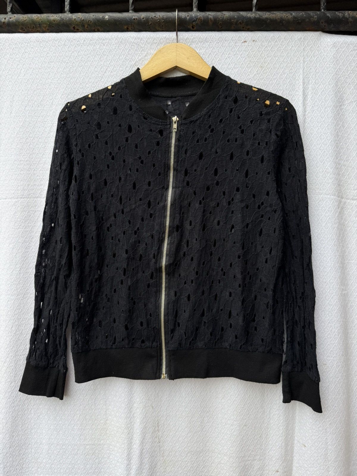 Undefined open fishnet jacket zipper