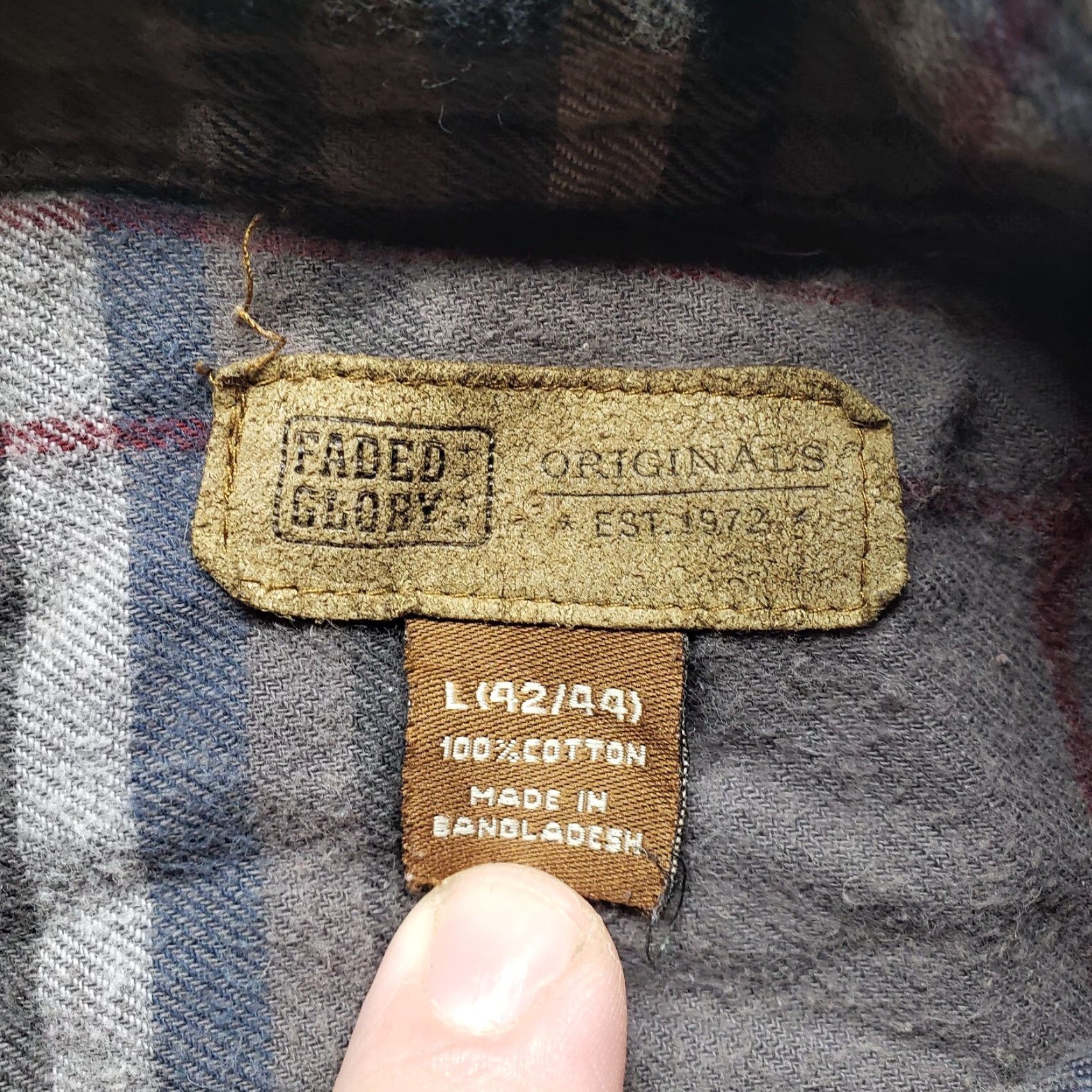 Faded Glory Faded Glory Shirt Plaid Flannel Long Sleeve Button-Up Brown L Mens Regular Fit Pockets 90s Classic Style Size US L / EU 52-54 / 3 - 2 Thumbnail