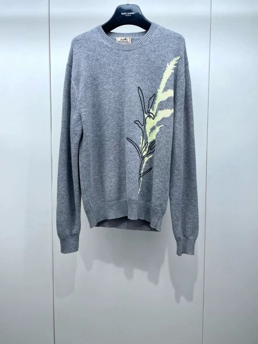 Hermes Hermes Gray Sheepskin Trim Cashmere Sweater Size US M / EU 48-50 / 2 - 1 Thumbnail