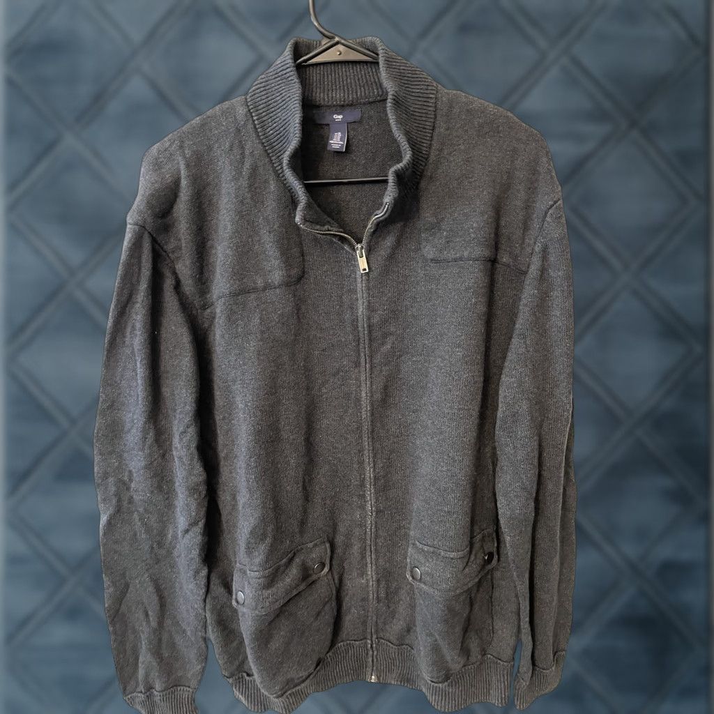 Gap VINTAGE Gap Knit Sweater Shirt XL Gray Full Zip 90s Men Regular Size XL Gray Knit Size US XL / EU 56 / 4 - 1 Thumbnail