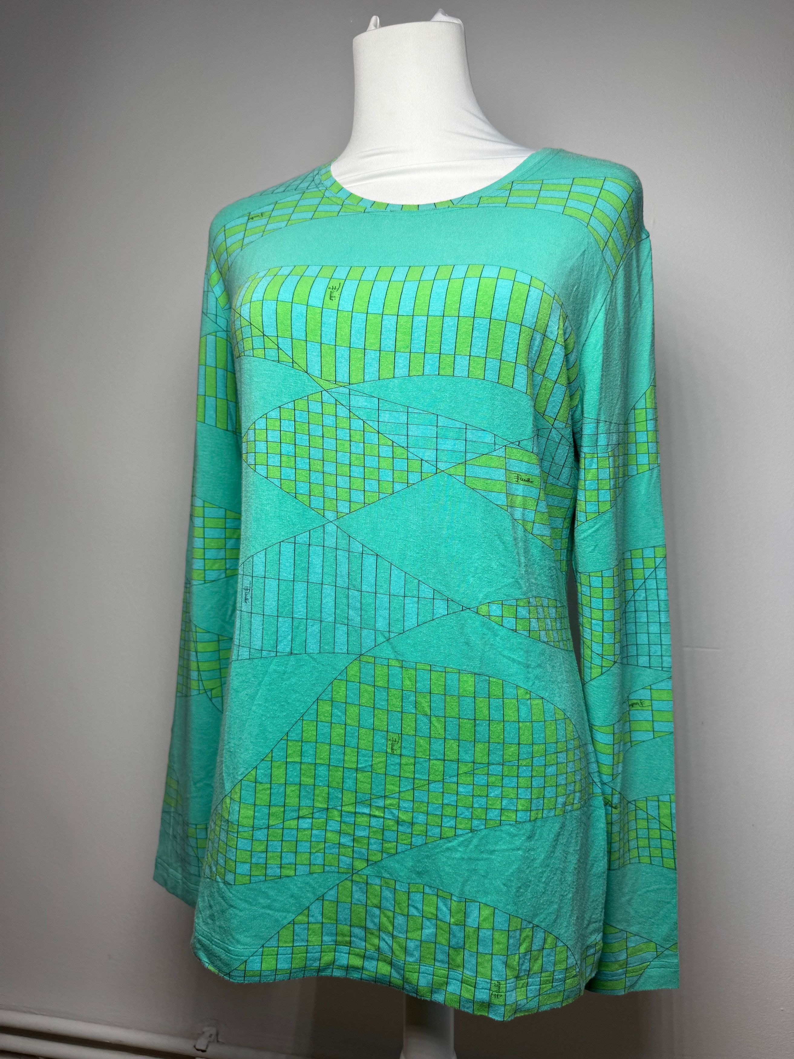 Emilio Pucci Vintage Viskose Sweather Blue Green Size M / US 6-8 / IT 42-44 - 1 Thumbnail