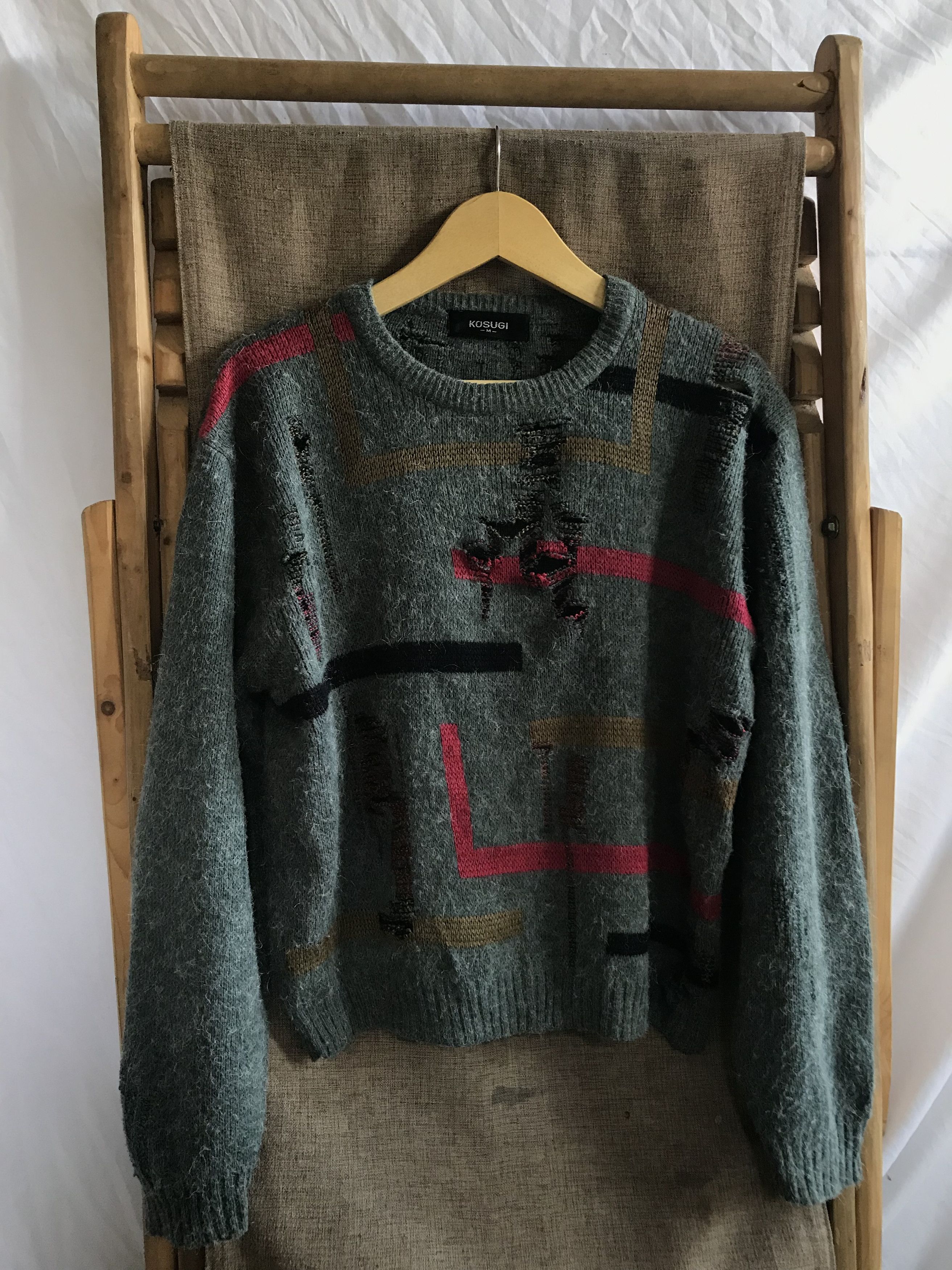 Japanese Brand 📦NEEDGONE📦 Kosugi Japanese Distressed Knitted Mohair Size US M / EU 48-50 / 2 - 1 Thumbnail