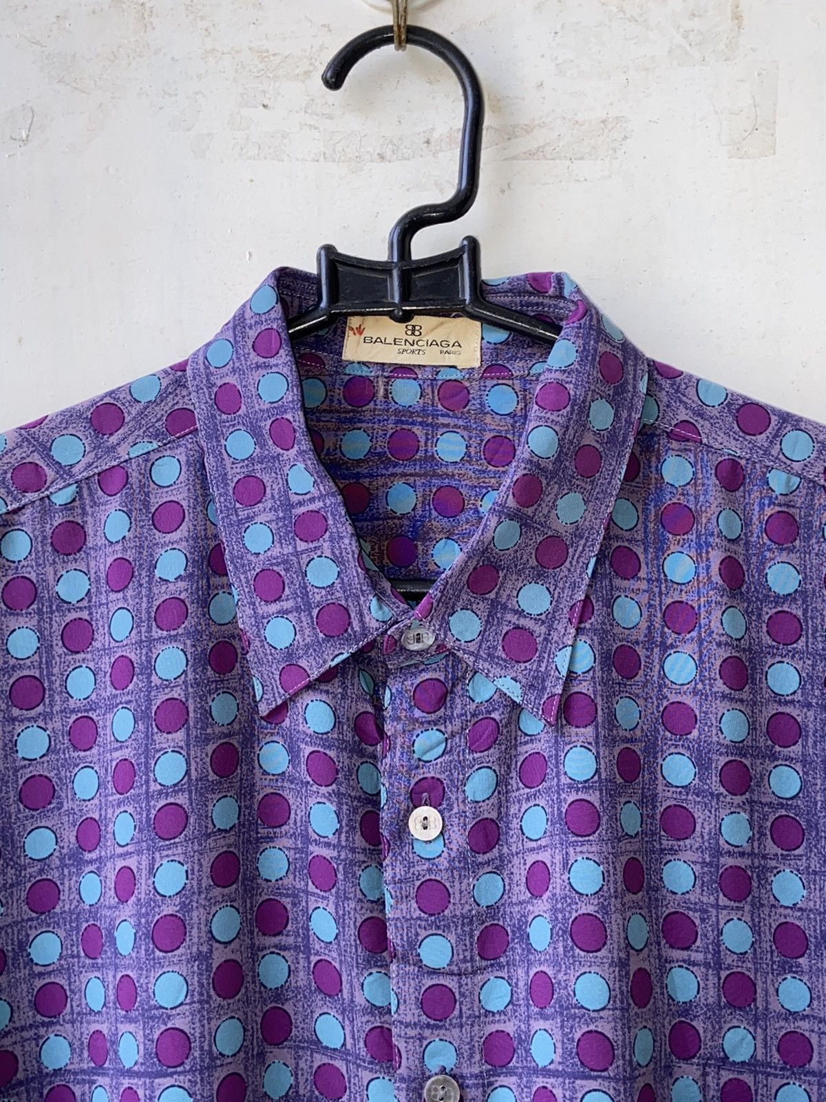 Balenciaga BALENCIAGA Purple Polkadot Patterned Shirt Size US L / EU 52-54 / 3 - 5 Thumbnail