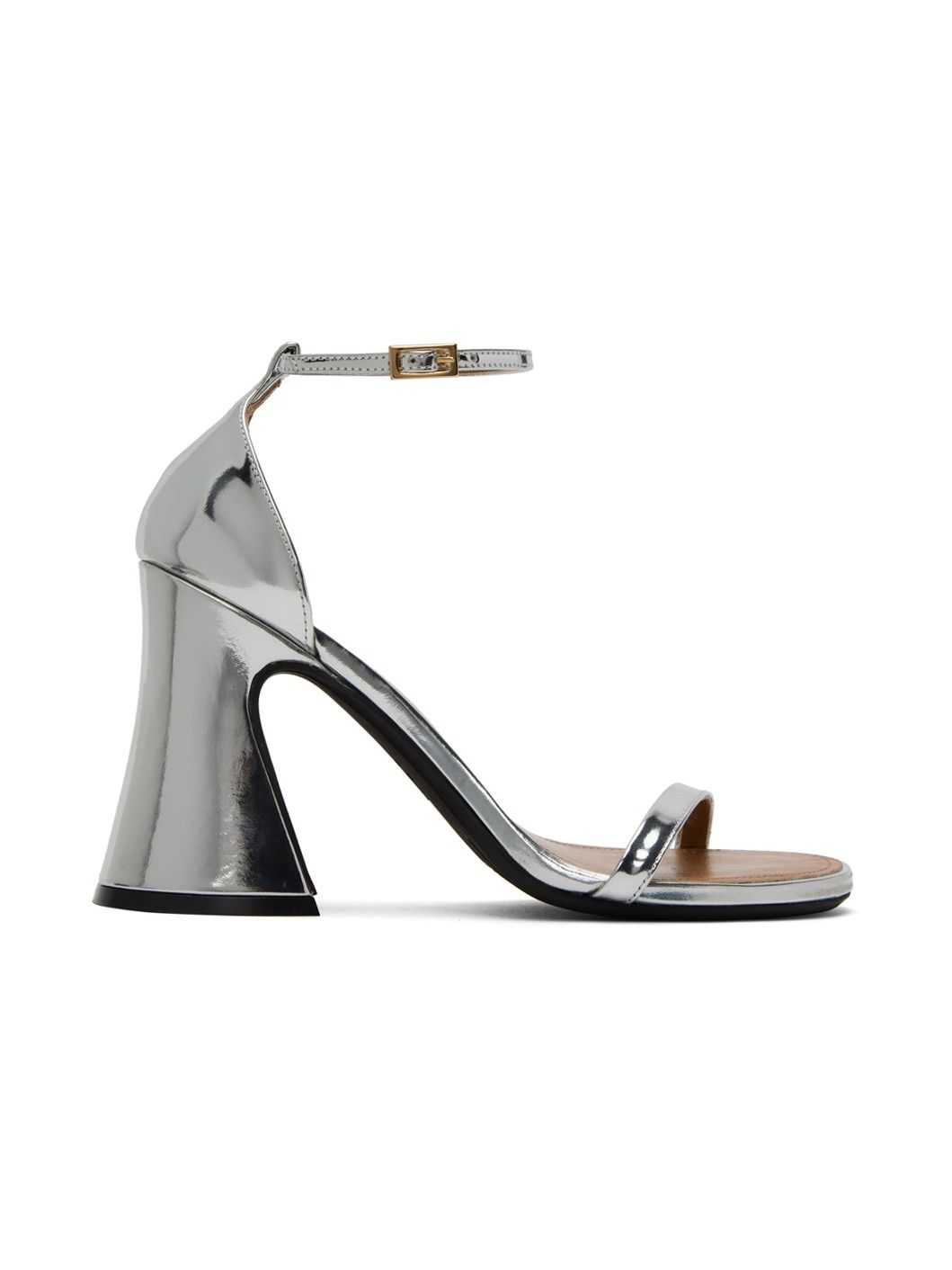 o1y1025 Leather Ankle Strap Sandals in Silver